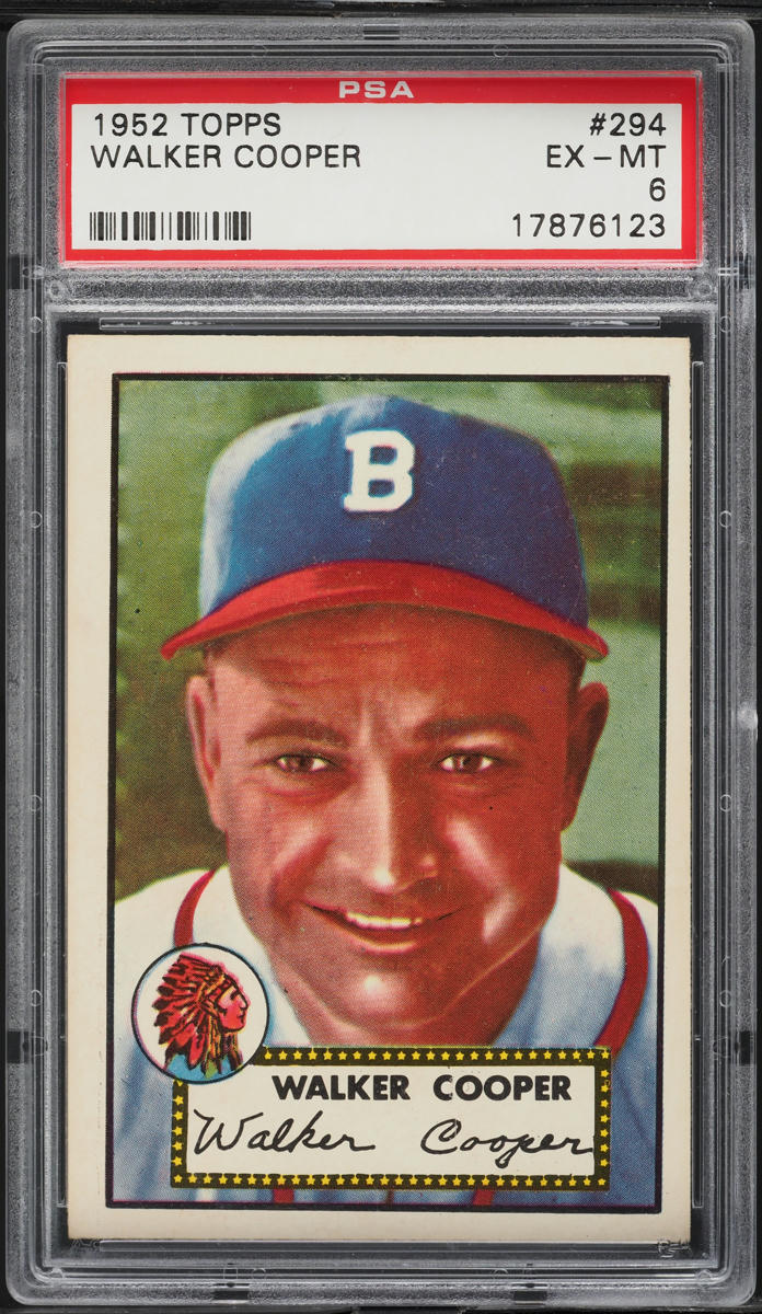 1952 Topps Walker Cooper #294 PSA 6 EXMT
