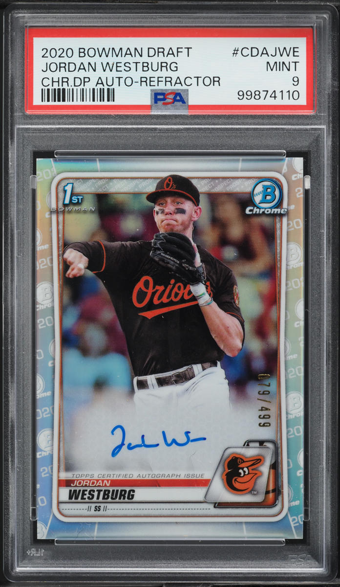 2020 Bowman Chrome Refractor Jordan Westburg PROSPECT AUTO /499 #CDA-JWE PSA 9