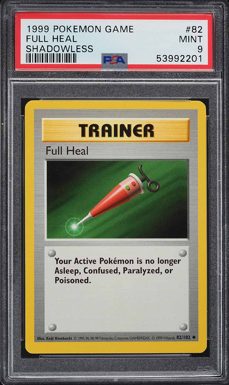 1999 Pokemon Base Set Shadowless Full Heal #82 PSA 9 MINT
