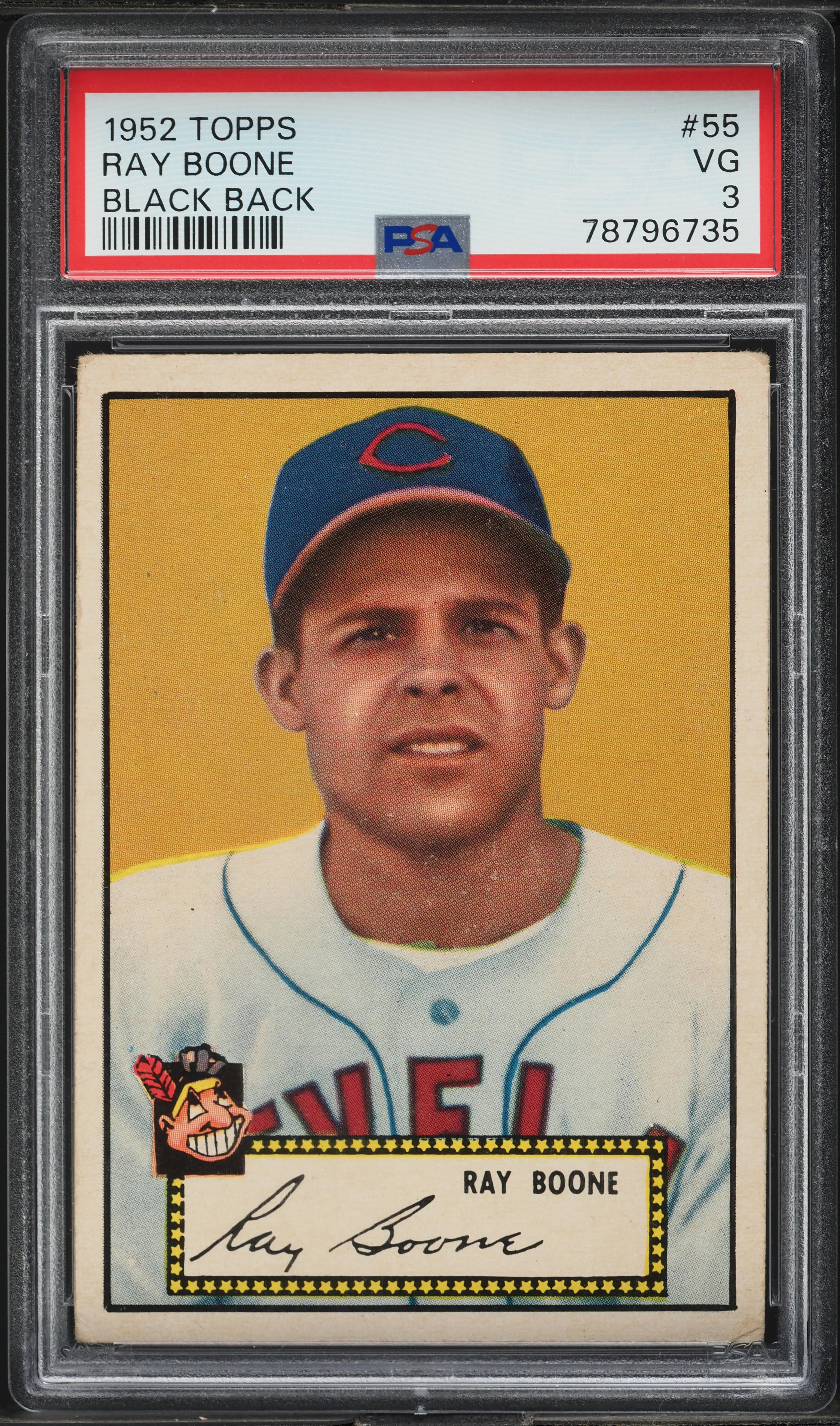 1952 Topps Ray Boone BLACK BACK #55 PSA 3 VG