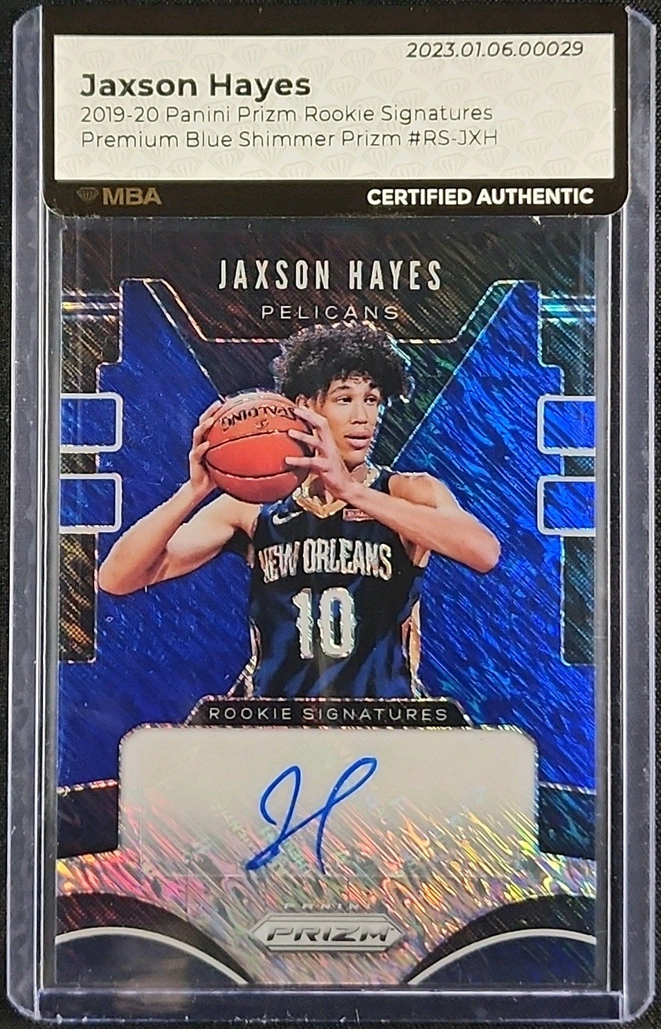 2019 Panini Prizm Signatures Blue Shimmer Jaxson Hayes ROOKIE AUTO MBA AUTH