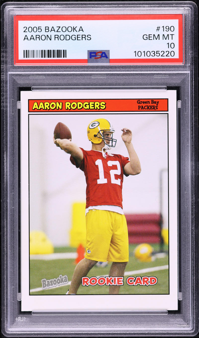 2005 Bazooka Football Aaron Rodgers ROOKIE #190 PSA 10 GEM MINT