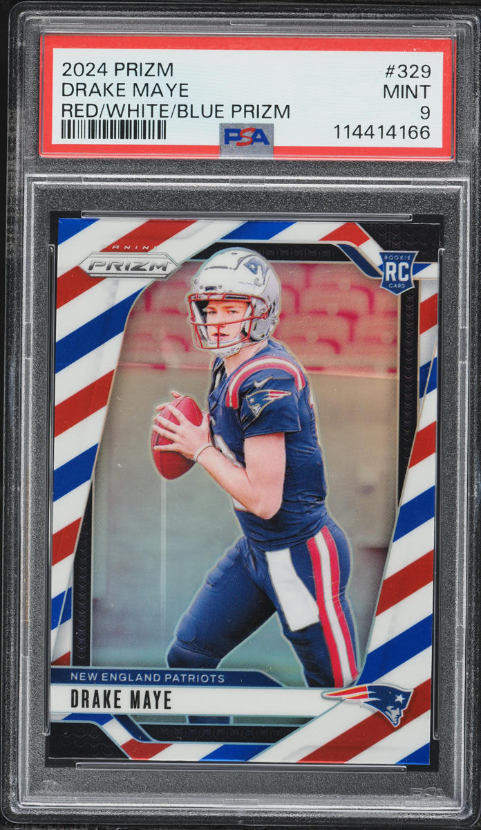 2024 Panini Prizm Red White Blue Drake Maye ROOKIE #329 PSA 9 MINT
