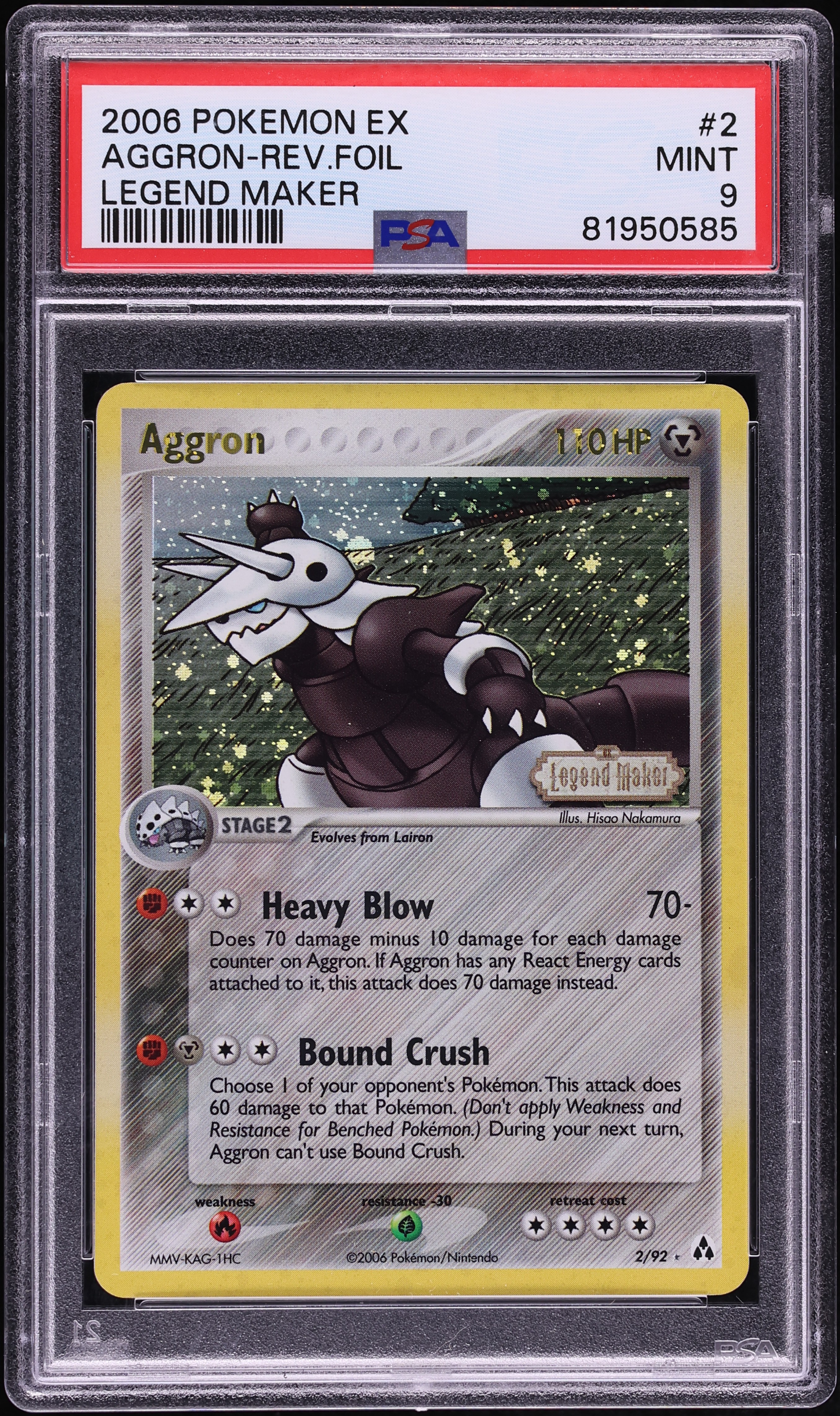 2006 Pokemon EX Legend Maker Reverse Holo Aggron #2 PSA 9 MINT