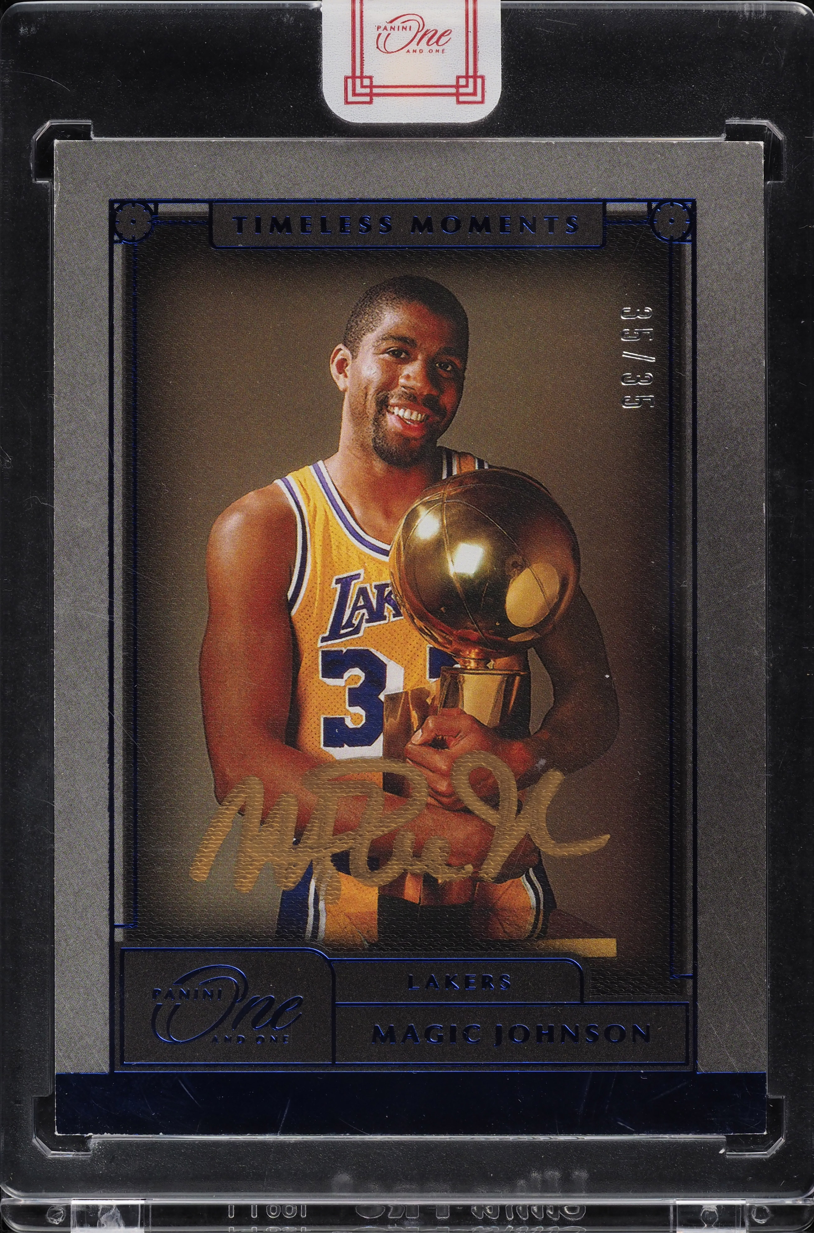 2020 Panini One And One Timeless Moments Blue Magic Johnson AUTO /35 #TML-MJN
