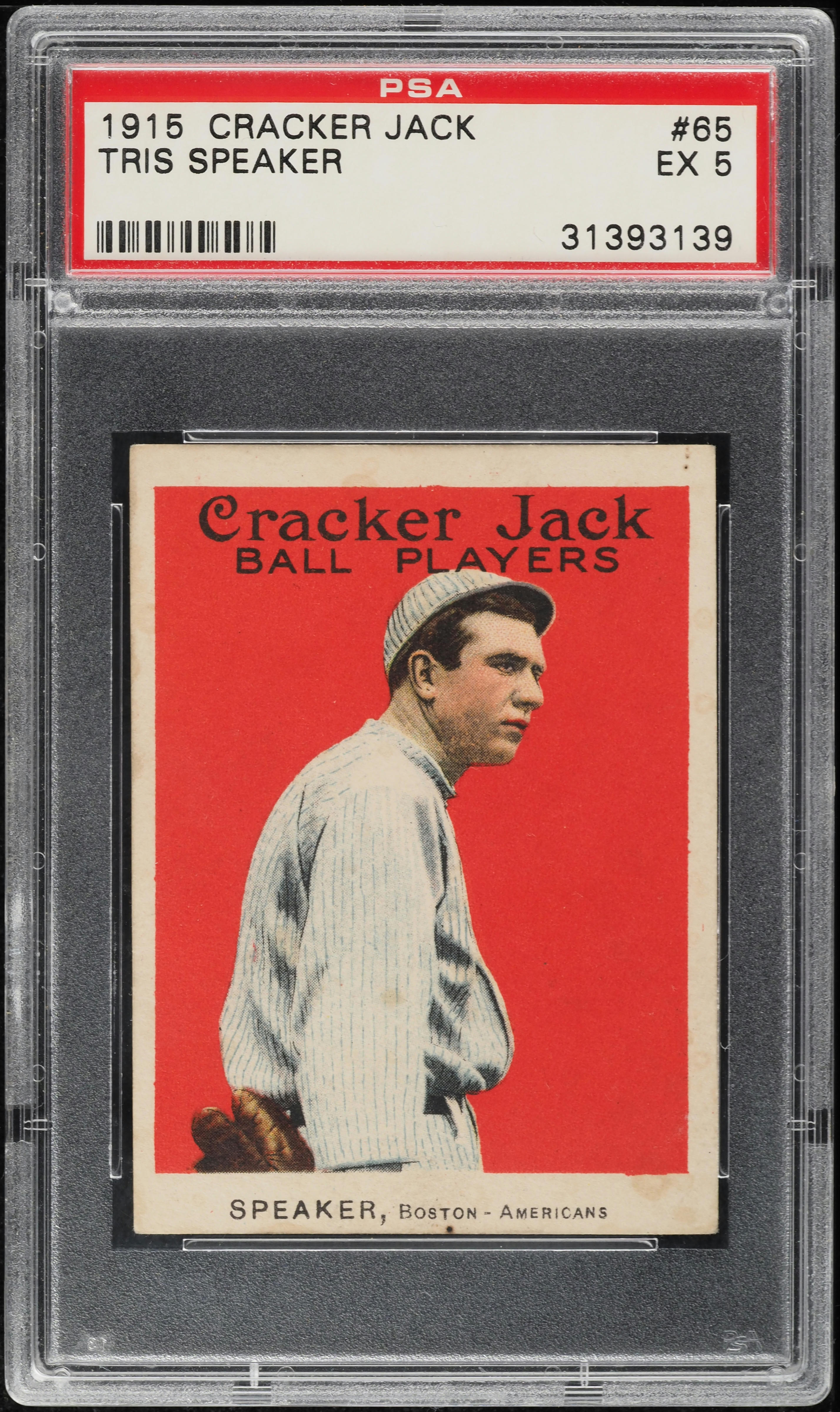 1915 Cracker Jack Tris Speaker #65 PSA 5 EX
