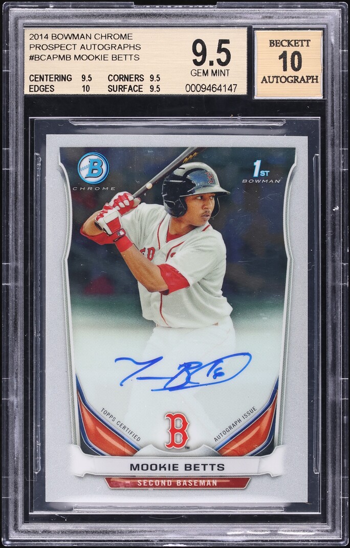 2014 Bowman Chrome Mookie Betts PROSPECT AUTO #BCAP-MB BGS 9.5 GEM MINT