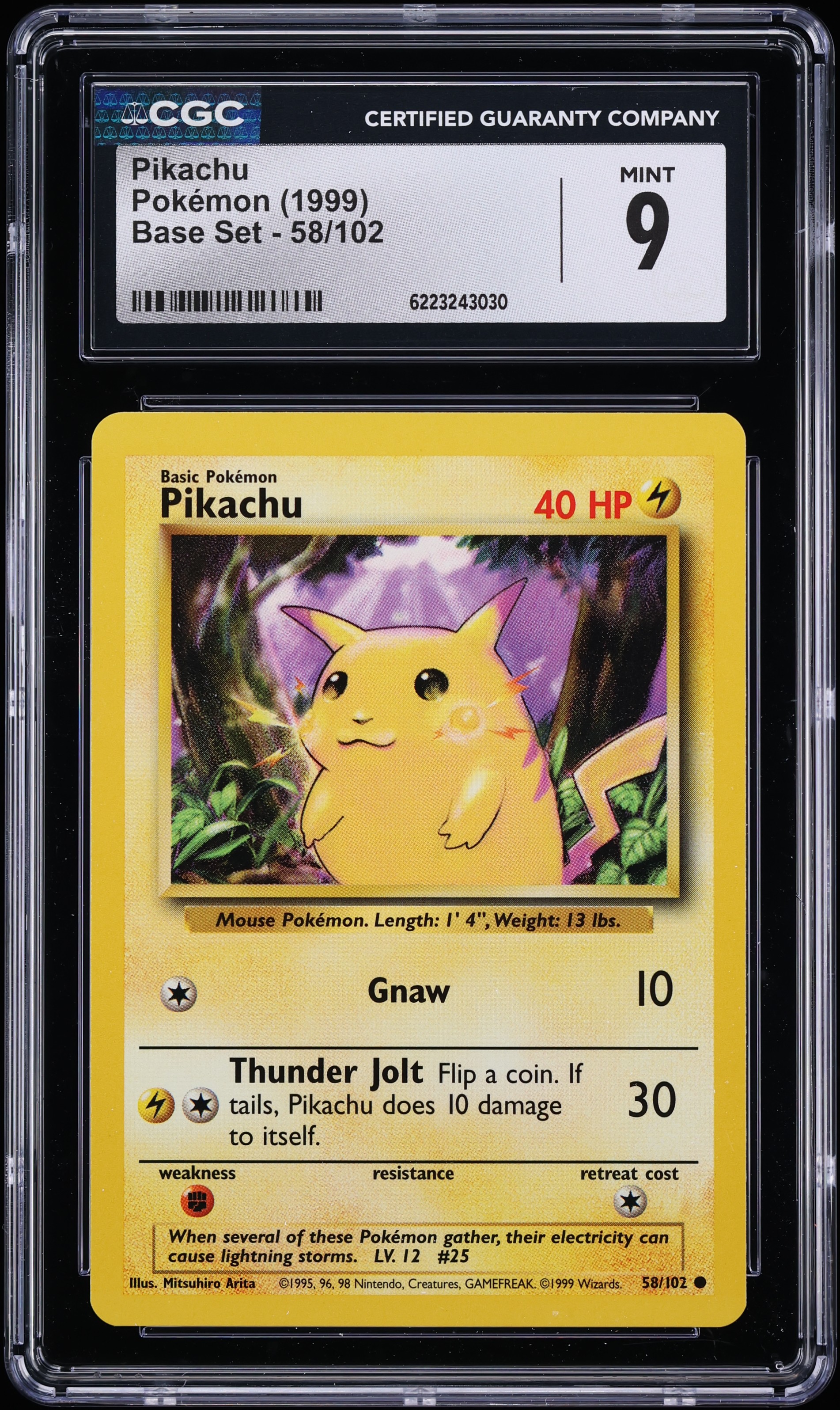 1999 Pokemon Base Set Pikachu #58 CGC 9 MINT