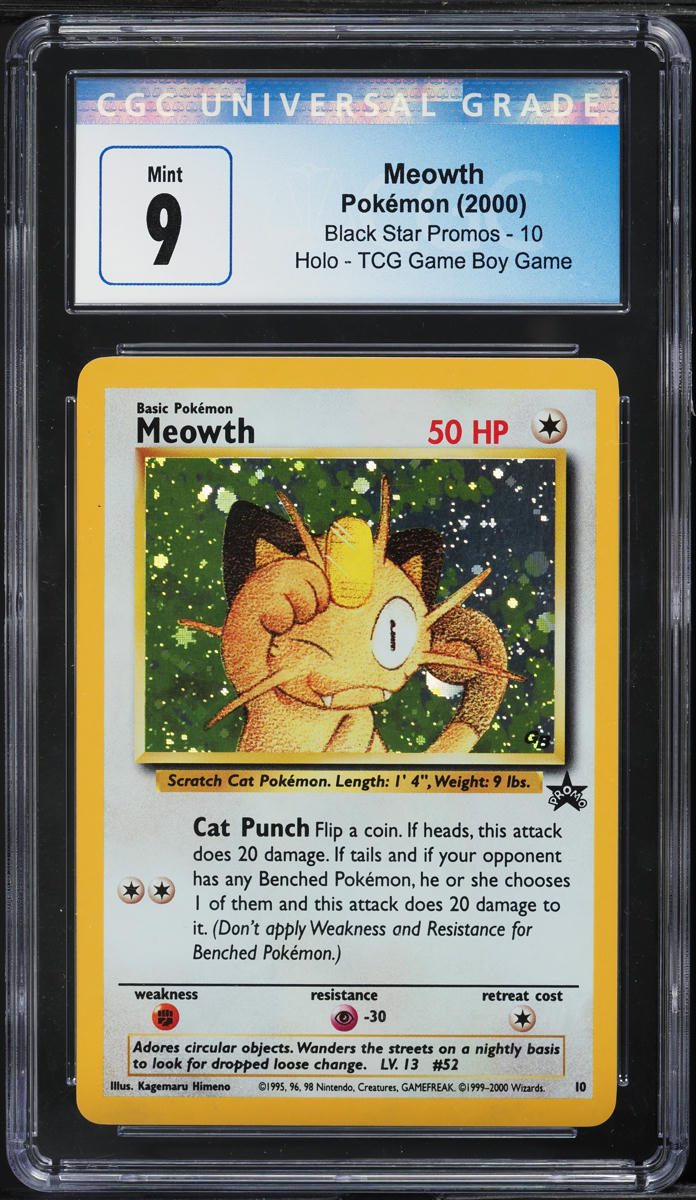 2000 Pokemon Game Boy Black Star Promo Holo Meowth #10 CGC 9 MINT