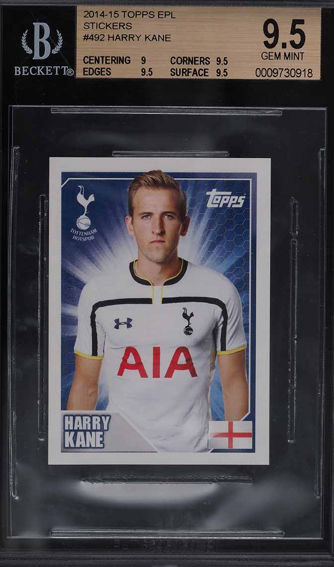 2014 Topps English Premier League Stickers Harry Kane ROOKIE RC #492 BGS 9.5 GEM