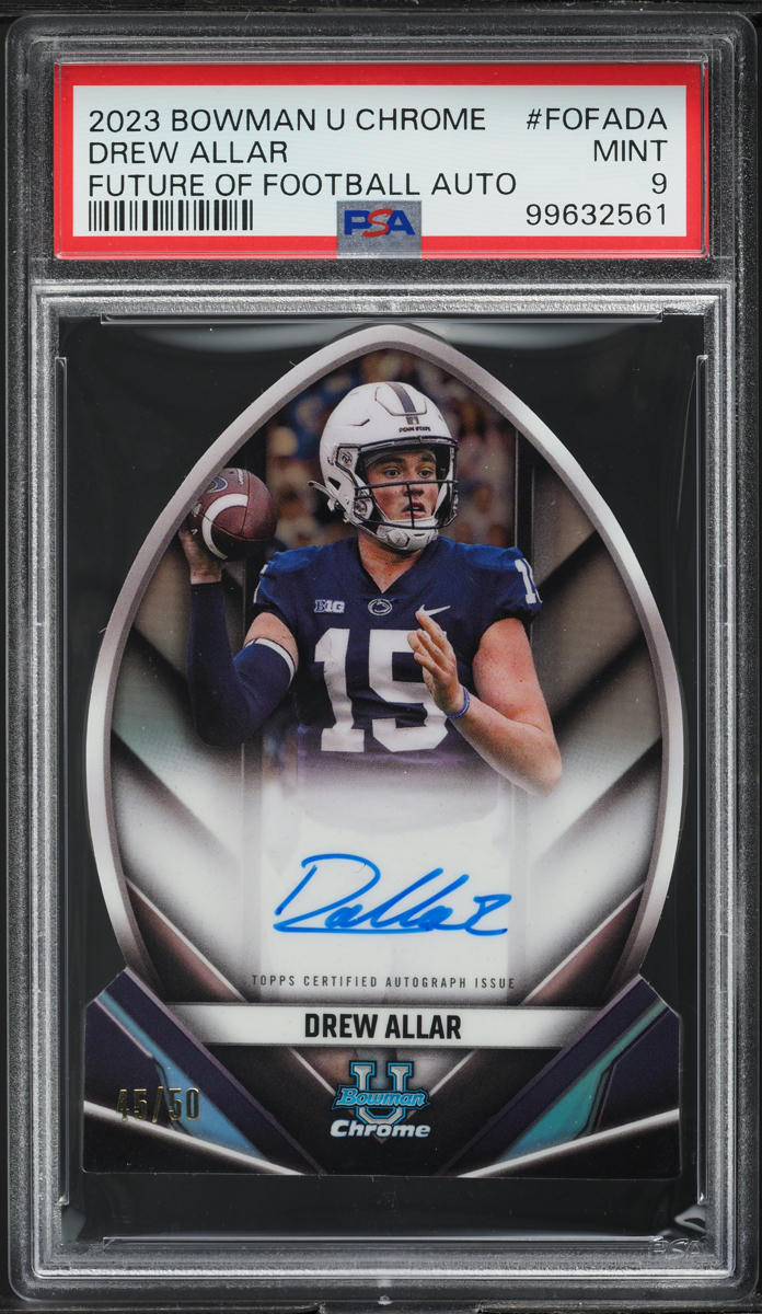 2023 Bowman Chrome University Future Of Football Drew Allar RC AUTO /50 PSA 9