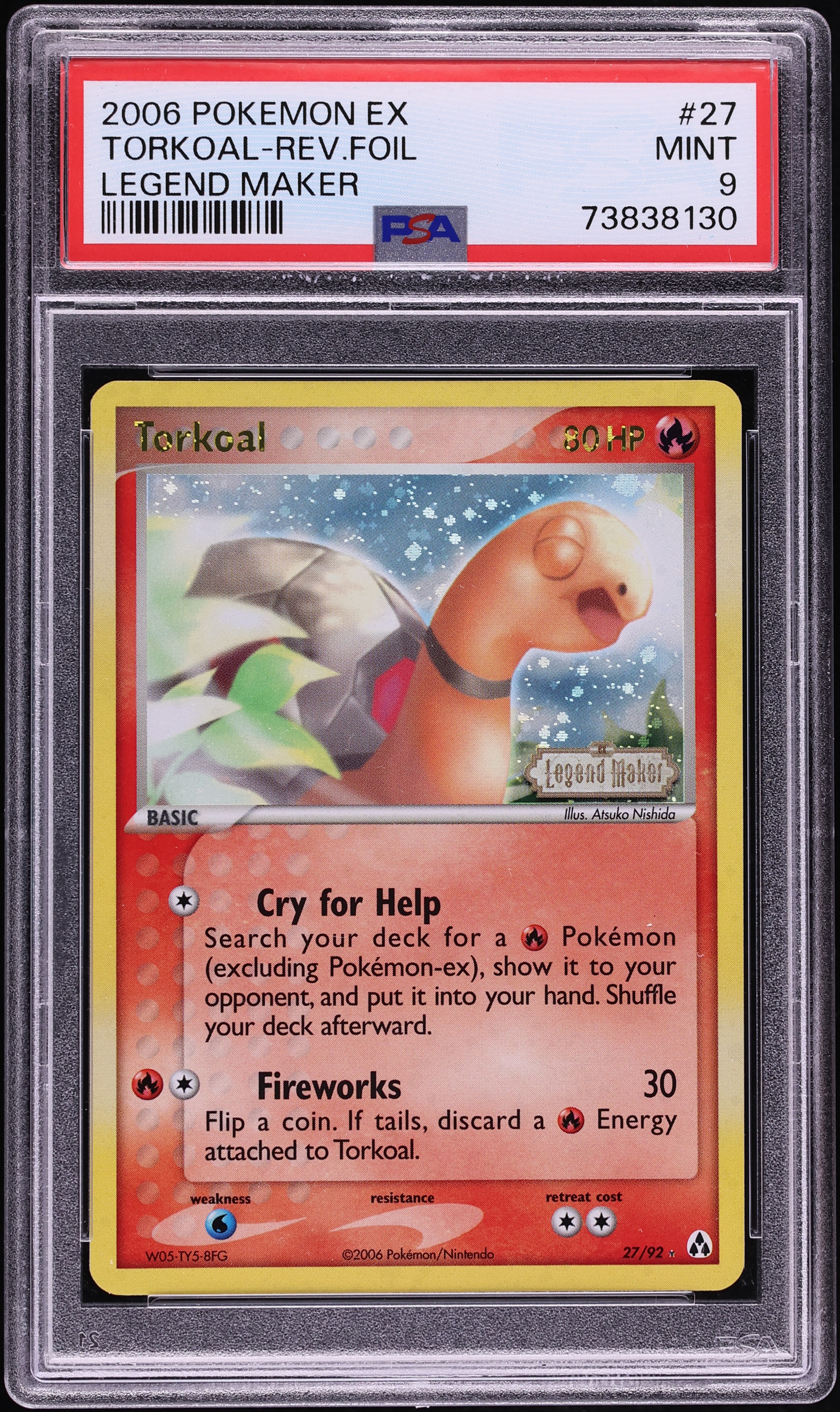 2006 Pokemon EX Legend Maker Reverse Holo Torkoal #27 PSA 9 MINT