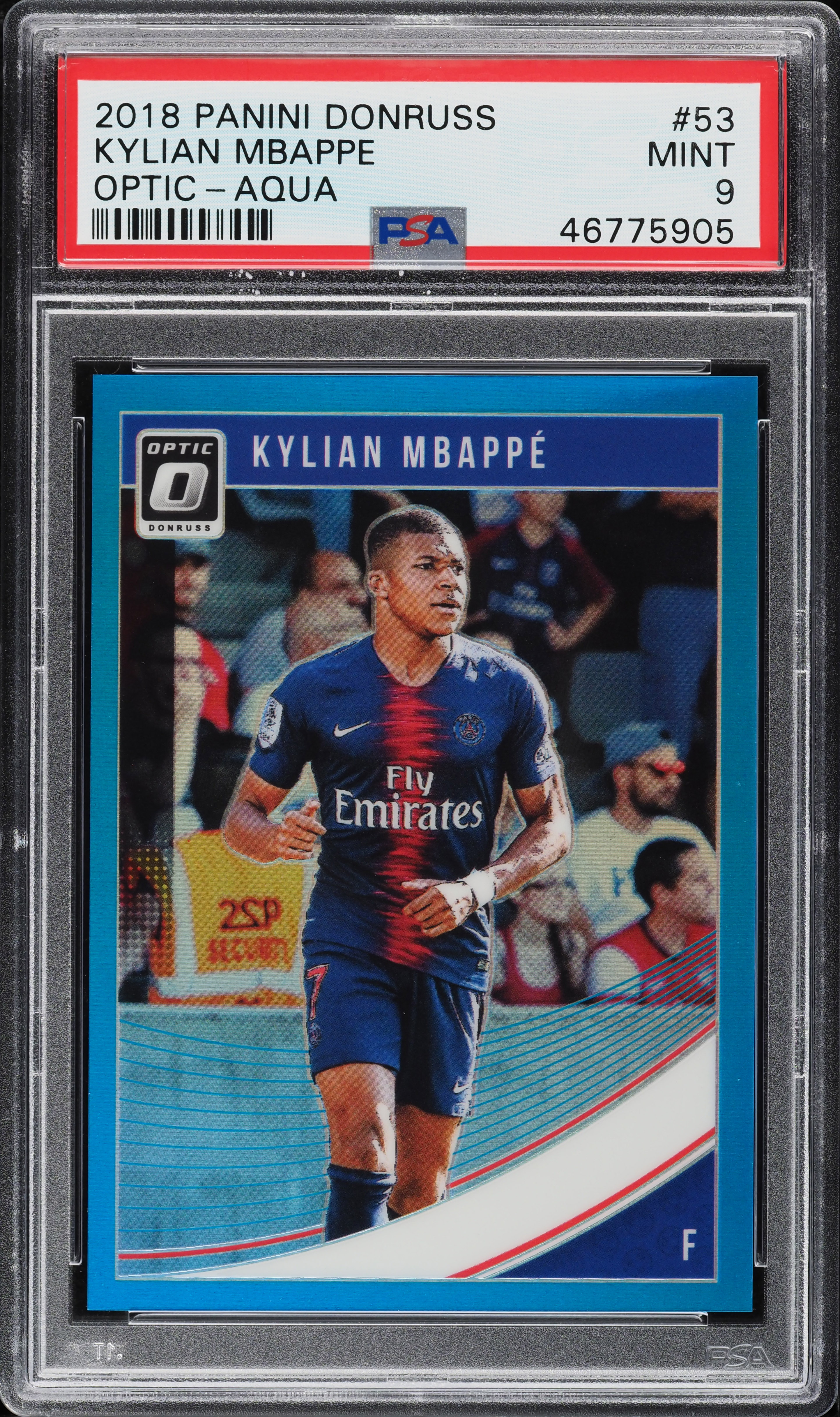 2018 Donruss Optic Aqua Kylian Mbappe ROOKIE /149 #53 PSA 9 MINT