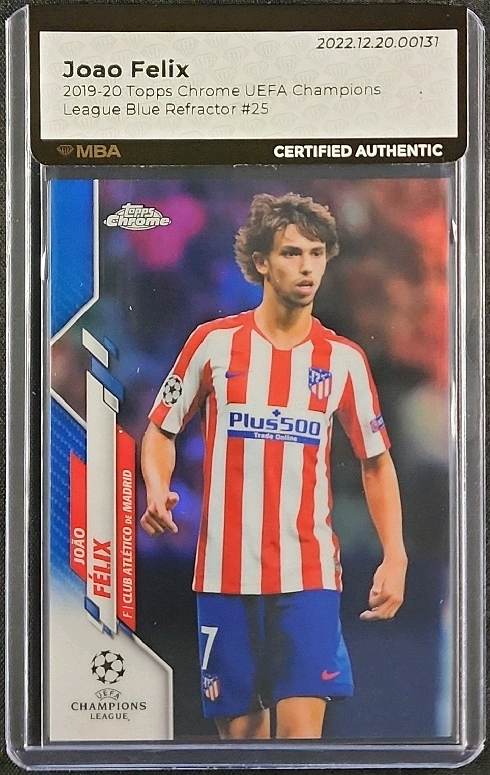 2019 Topps Chrome UEFA Blue Refractor Joao Felix JERSEY # 7/150 #25 MBA AUTH