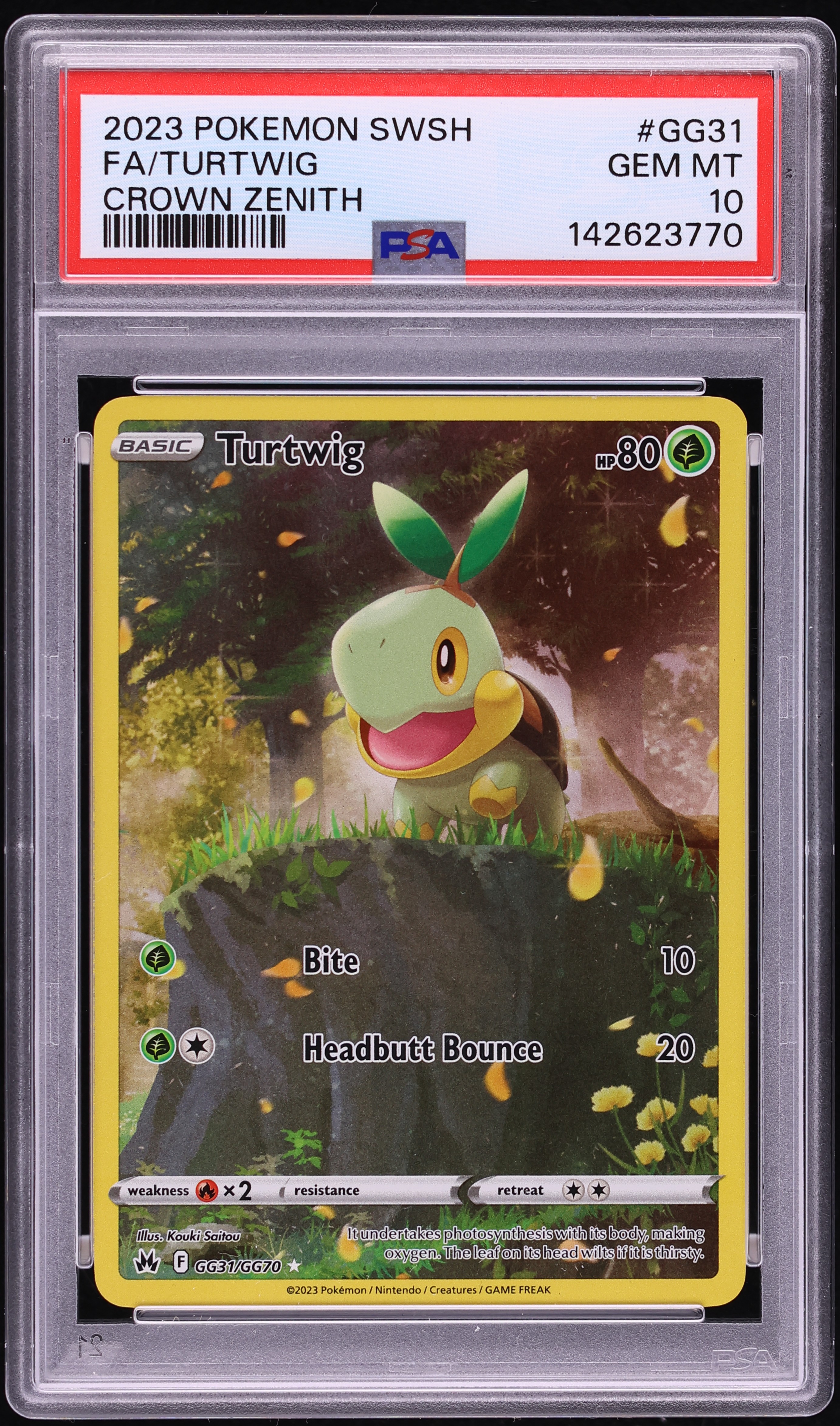 2023 Pokemon Sword & Shield Crown Zenith Galarian Gallery Full Art Turtwig #GG31 PSA 10 GEM