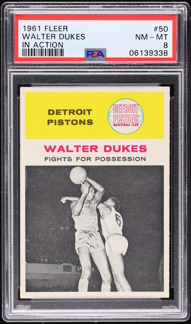 1961 Fleer Basketball Walter Dukes IN ACTION #50 PSA 8 NM-MT