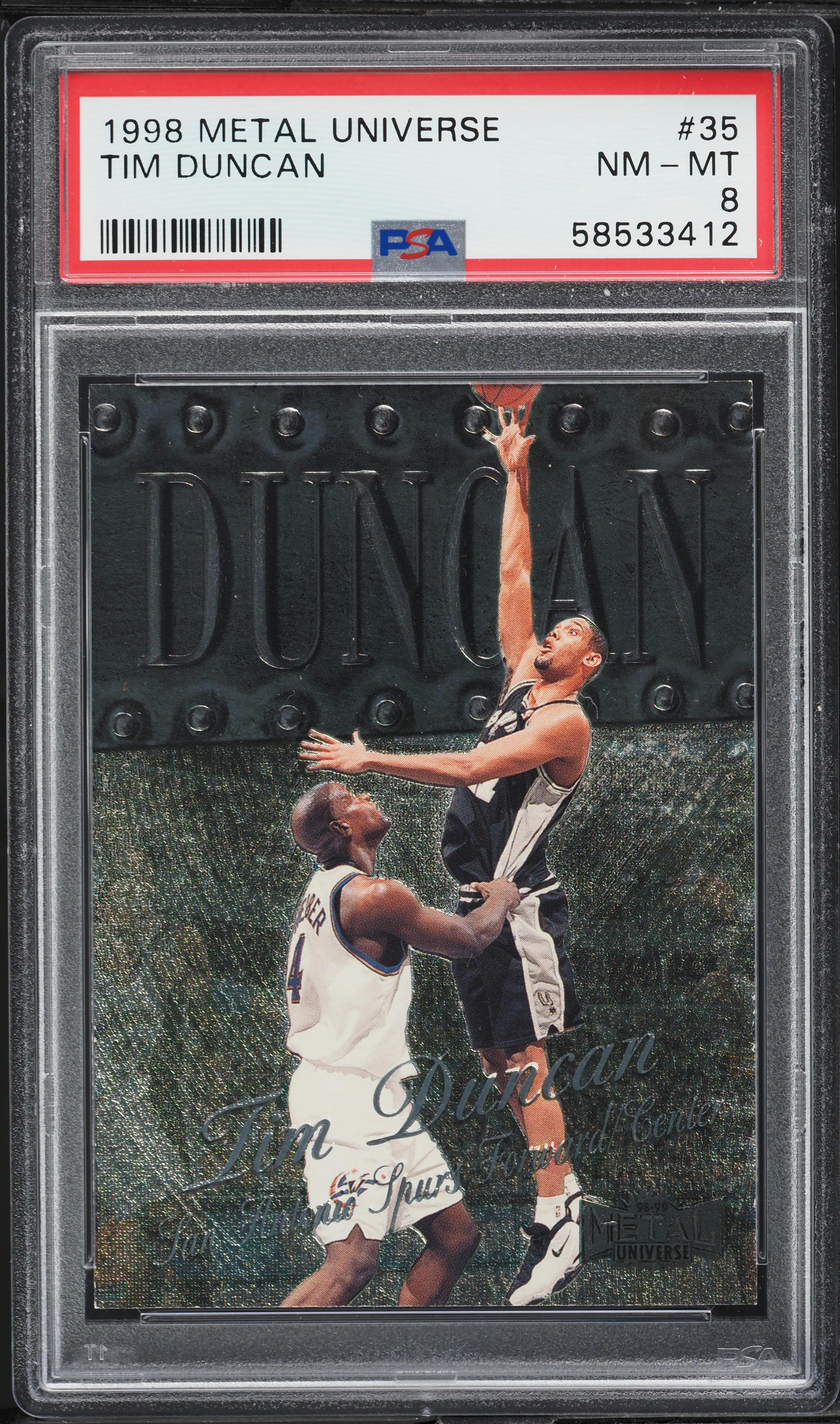 1998 Metal Universe Tim Duncan #35 PSA 8 NM-MT