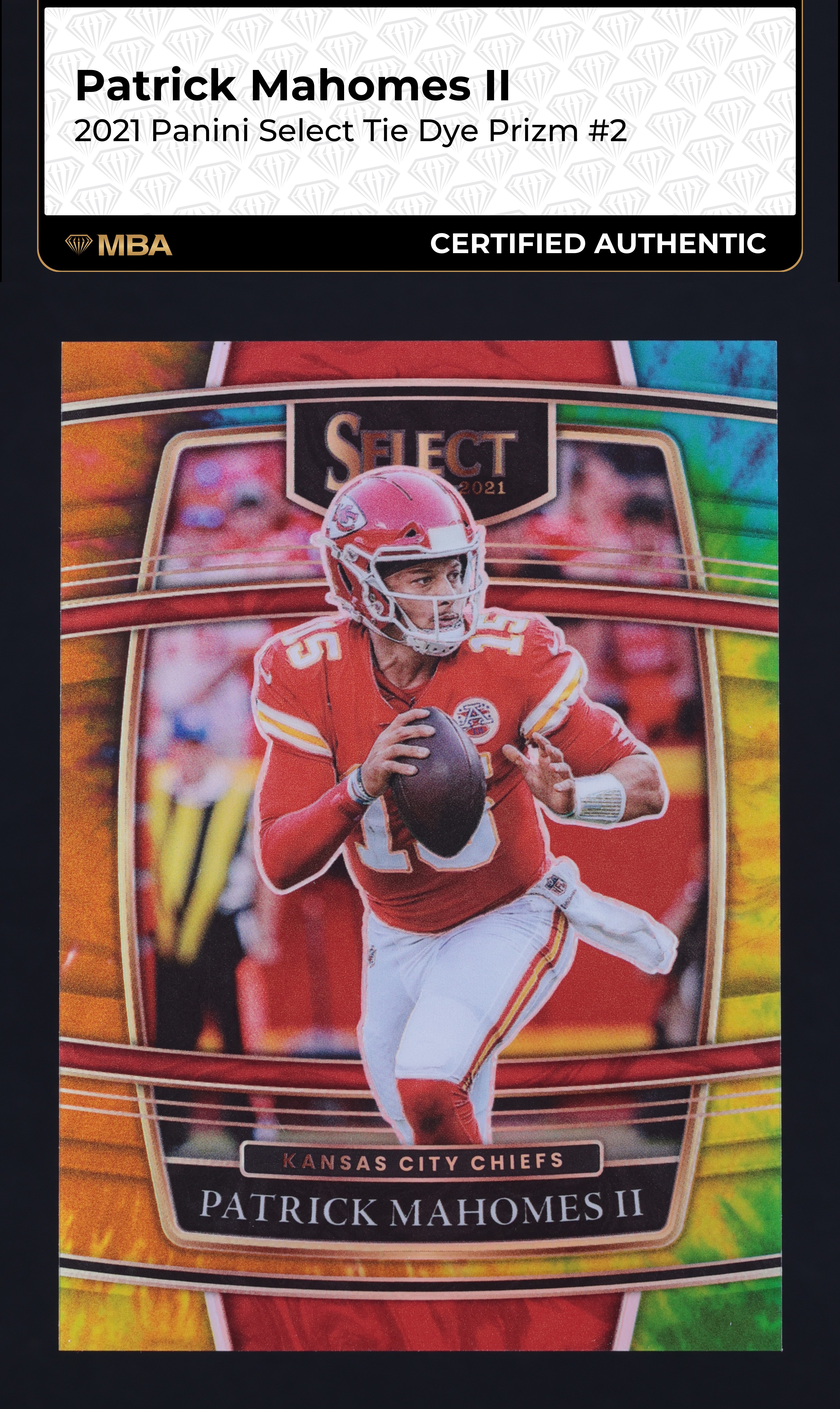 2021 Select Concourse Tie-Dye Prizm Patrick Mahomes II 1/25 #2 MBA AUTH