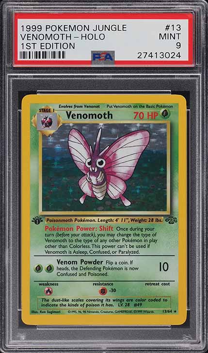 1999 Pokemon Jungle 1st Edition Holo Venomoth #13 PSA 9 MINT