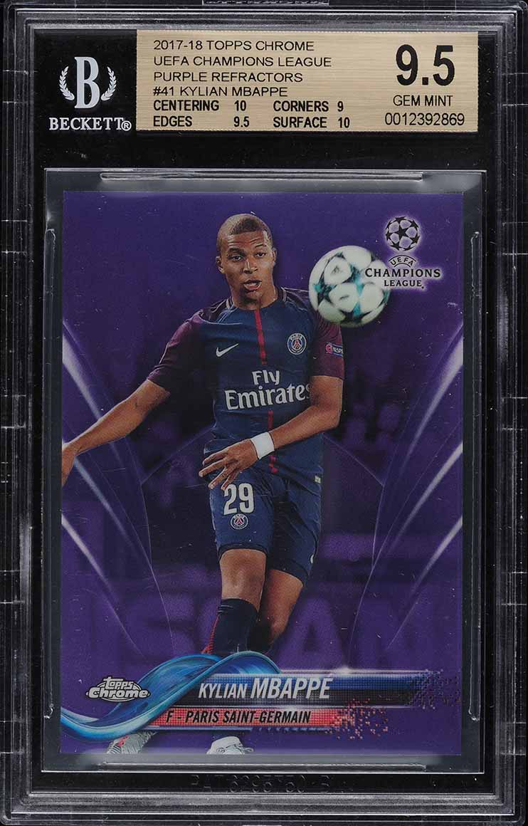 2017 Topps Chrome UEFA Purple Refractor Kylian Mbappe ROOKIE /250 #41 BGS 9.5