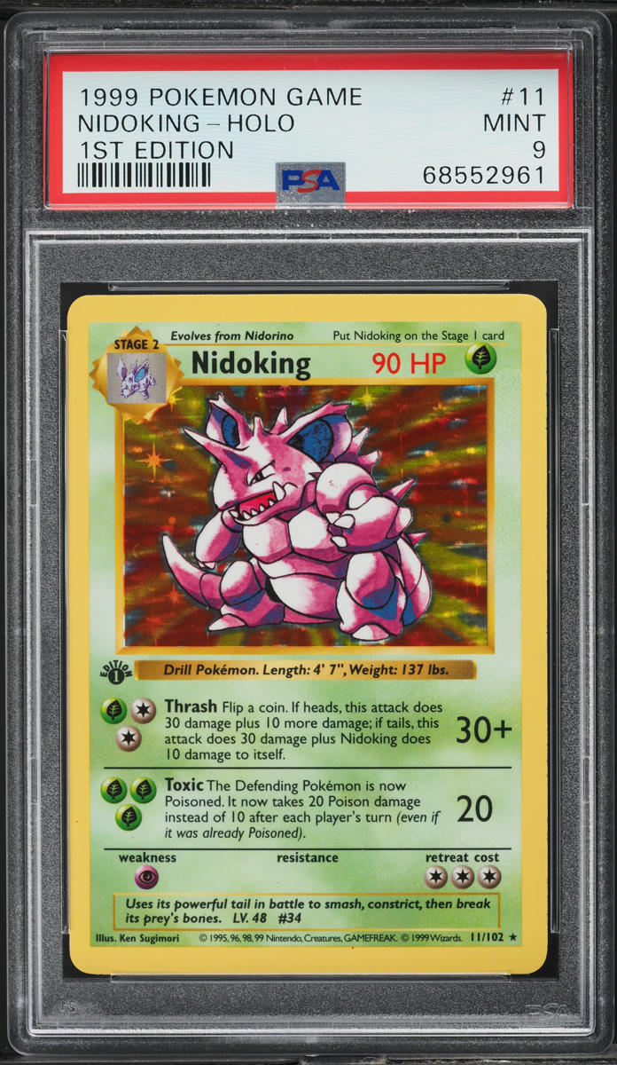 1999 Pokemon Base Set Shadowless 1st Edition Holo Nidoking #11 PSA 9 MINT