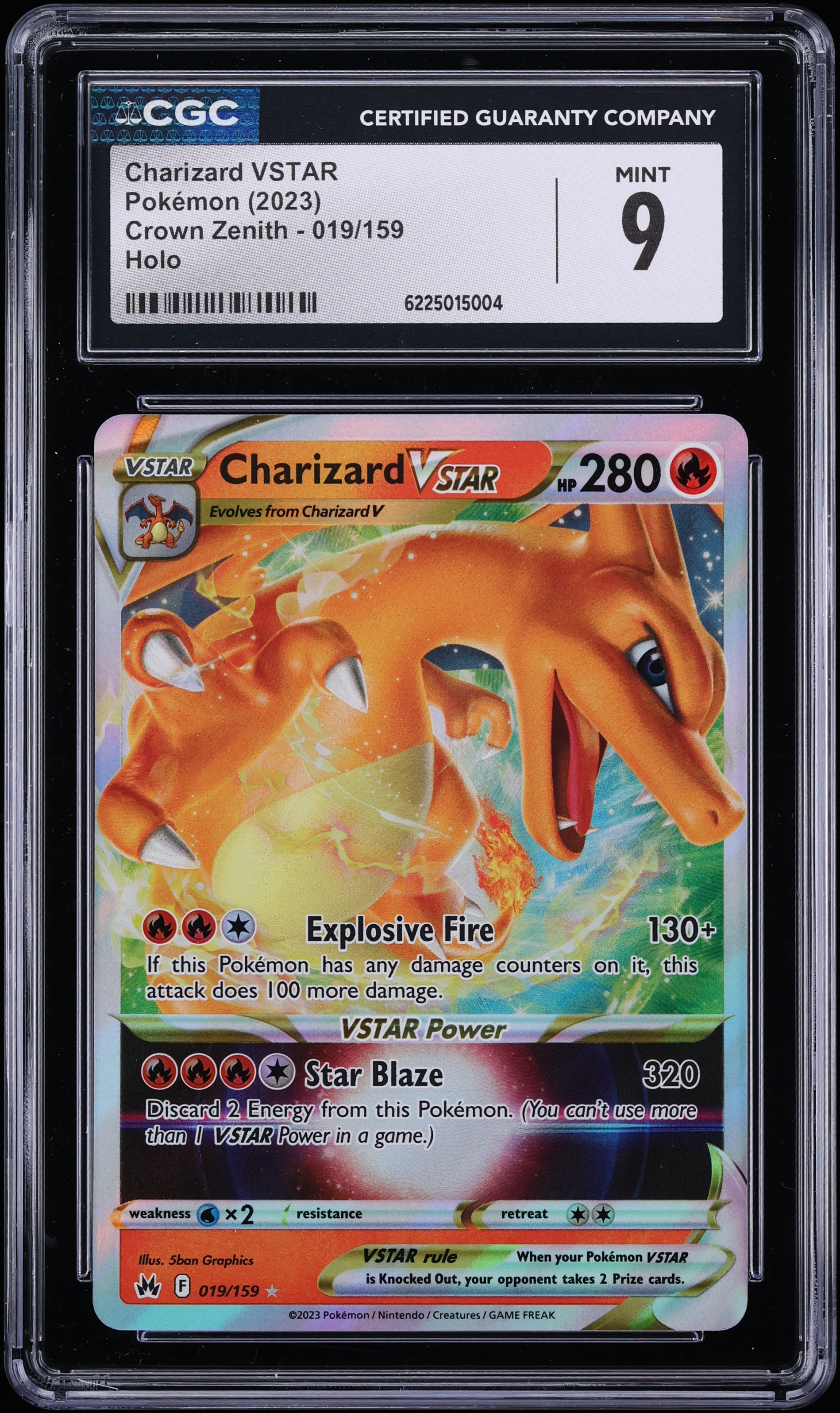 2023 Pokemon Sword & Shield Crown Zenith Holo Charizard VSTAR #19 CGC 9 MINT