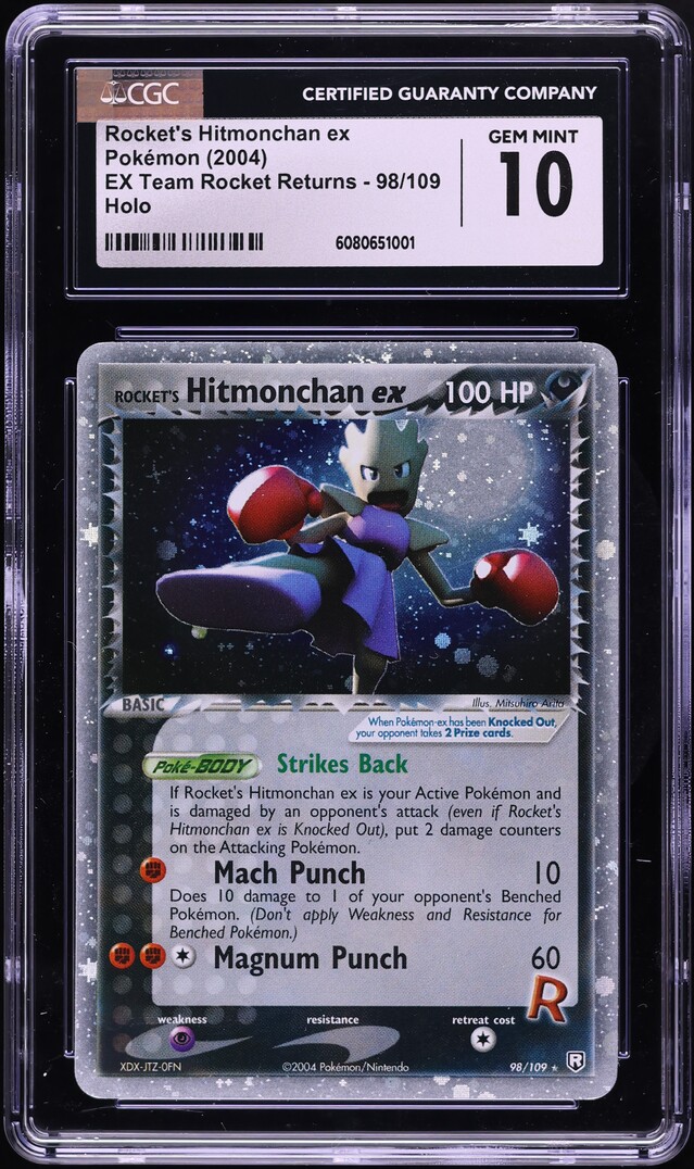 2004 Pokemon EX Team Rocket Returns Holo Rocket's Hitmonchan ex #98 CGC 10 GEM
