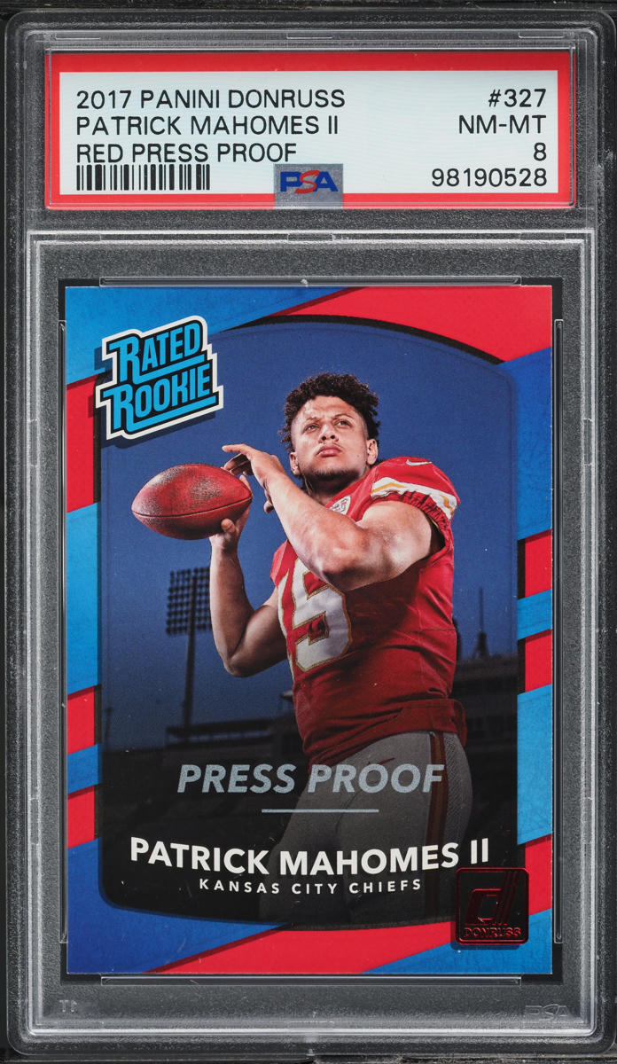 2017 Donruss Press Proof Red Patrick Mahomes II ROOKIE #327 PSA 8 NM-MT