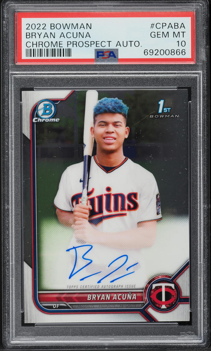 2022 Bowman Chrome Prospect Bryan Acuna AUTO #CPA-BA PSA 10 GEM MINT