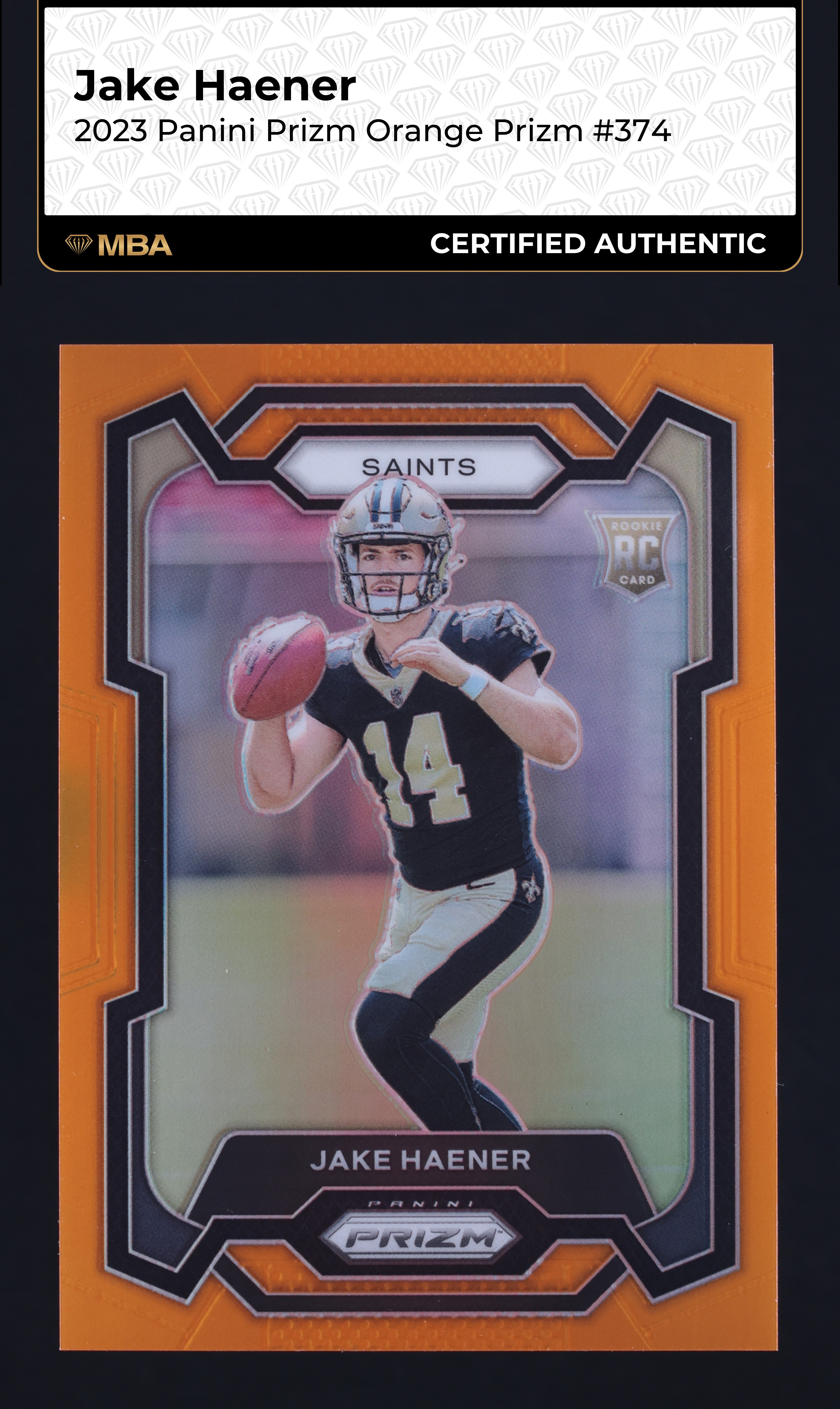 2023 Panini Prizm Orange Jake Haener ROOKIE /249 #374 MBA AUTH