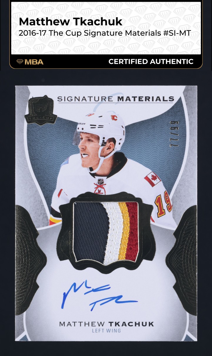 2016 The Cup Signature Matthew Tkachuk ROOKIE PATCH AUTO /99 #SI-MT MBA AUTH