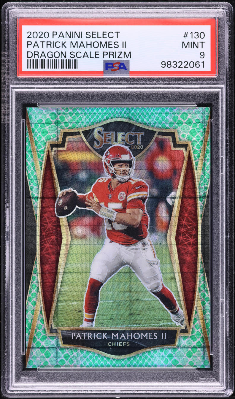 2020 Select Premier Level Dragon Scale Prizm Patrick Mahomes II /67 #130 PSA 9