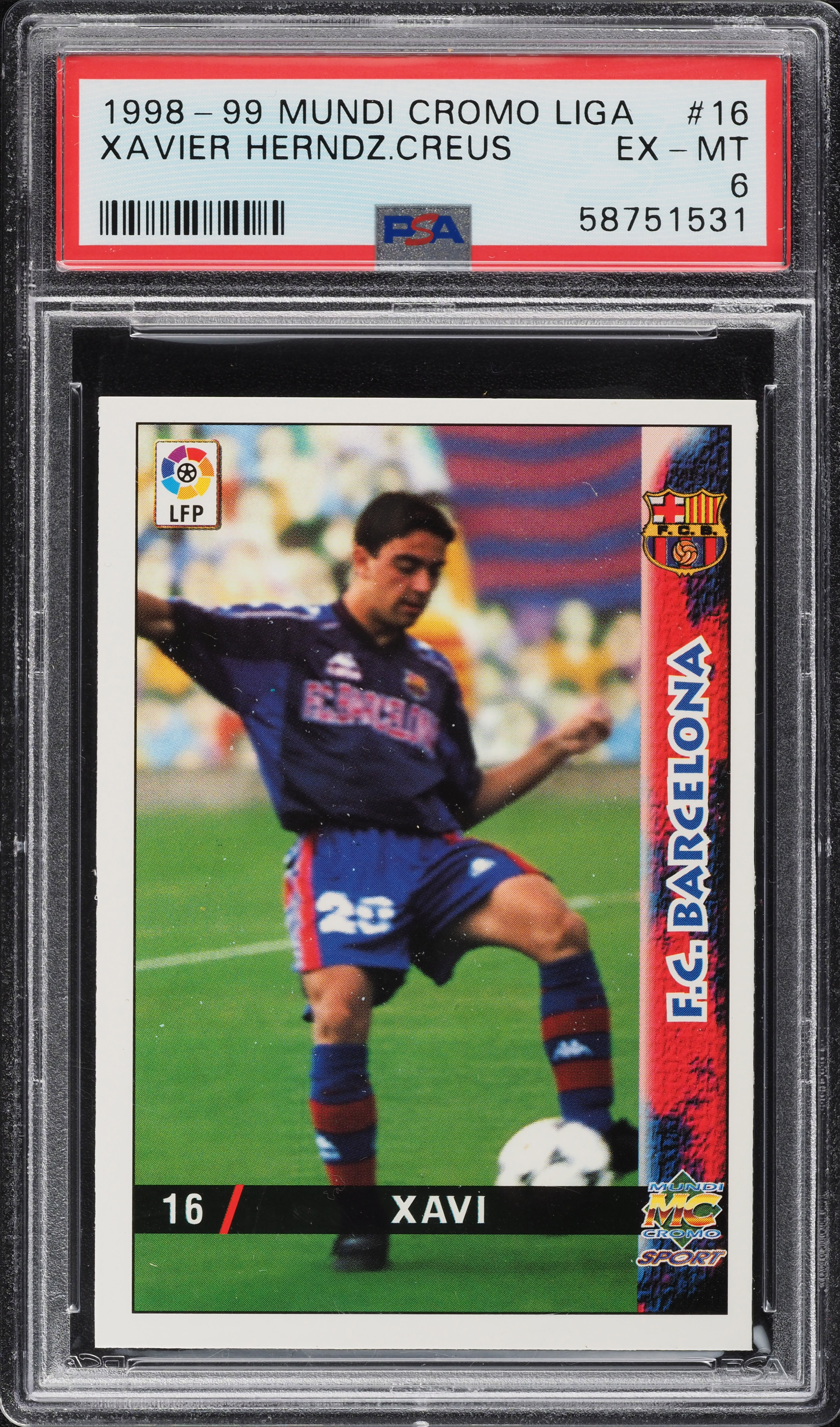 1998 Mundi Cromo Liga Soccer Xavi ROOKIE #16 PSA 6 EXMT