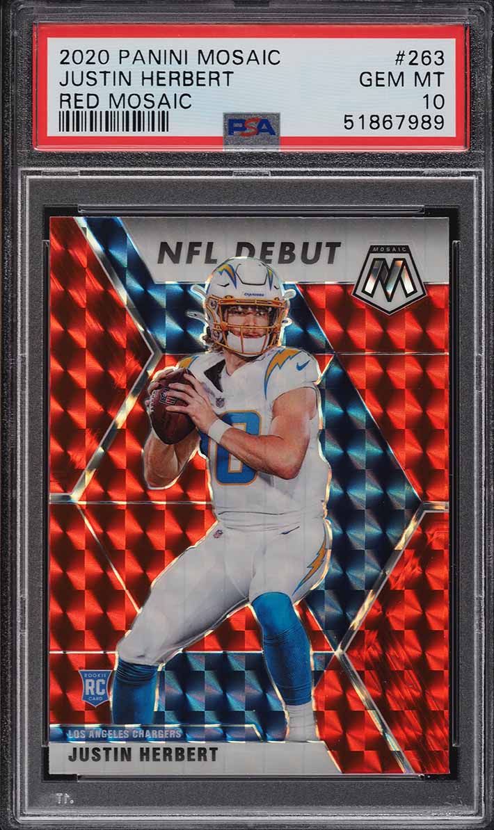 2020 Panini Mosaic Red Justin Herbert ROOKIE #263 PSA 10 GEM MINT