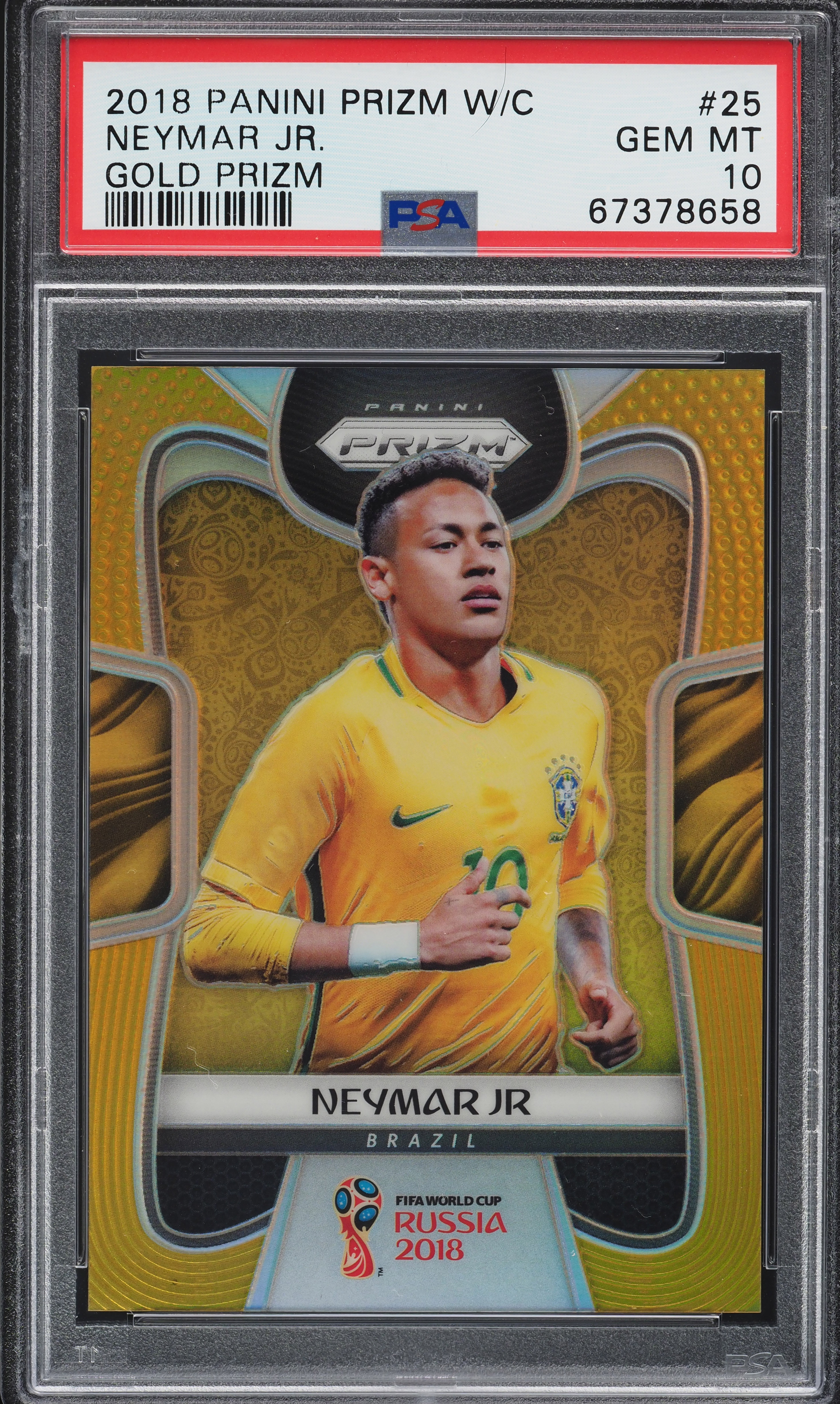 2018 Panini Prizm World Cup Gold Neymar Jr. 1/10 #25 PSA 10 GEM MINT
