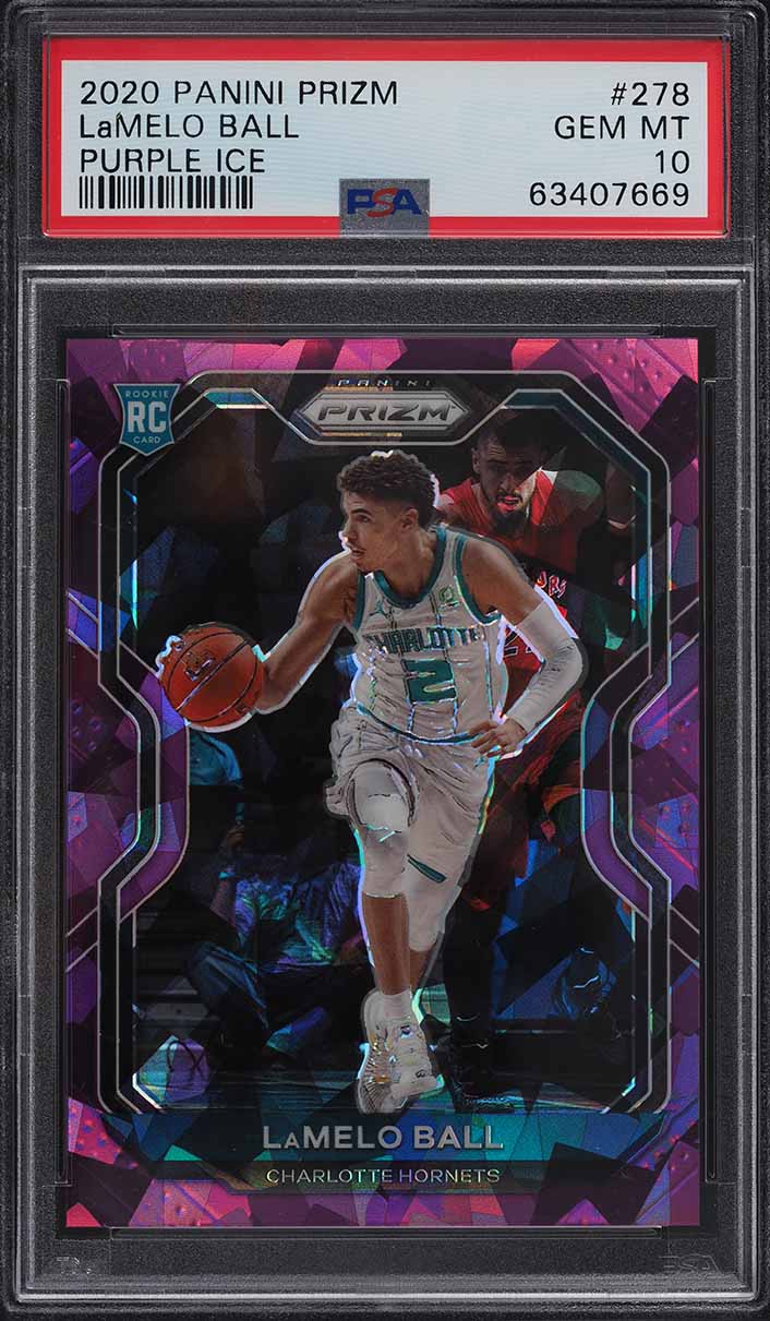 2020 Panini Prizm Purple Ice LaMelo Ball ROOKIE /175 #278 PSA 10 GEM MINT