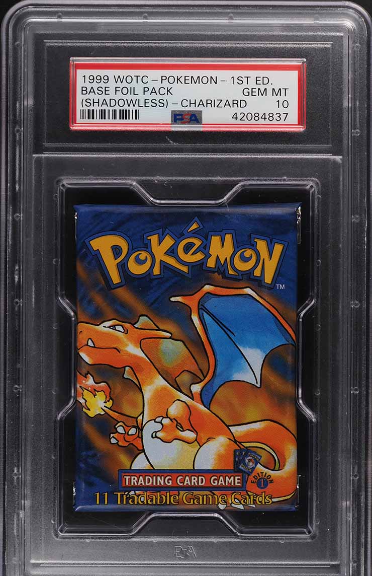1999 WOTC Pokemon Base Foil Pack Shadowless 1st Edition Charizard PSA