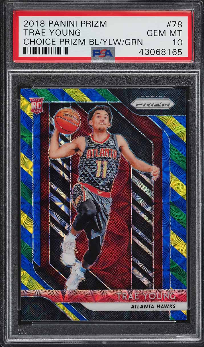 2018 Panini Prizm Choice Blue Yellow Green Trae Young ROOKIE #78 PSA 10 GEM MINT