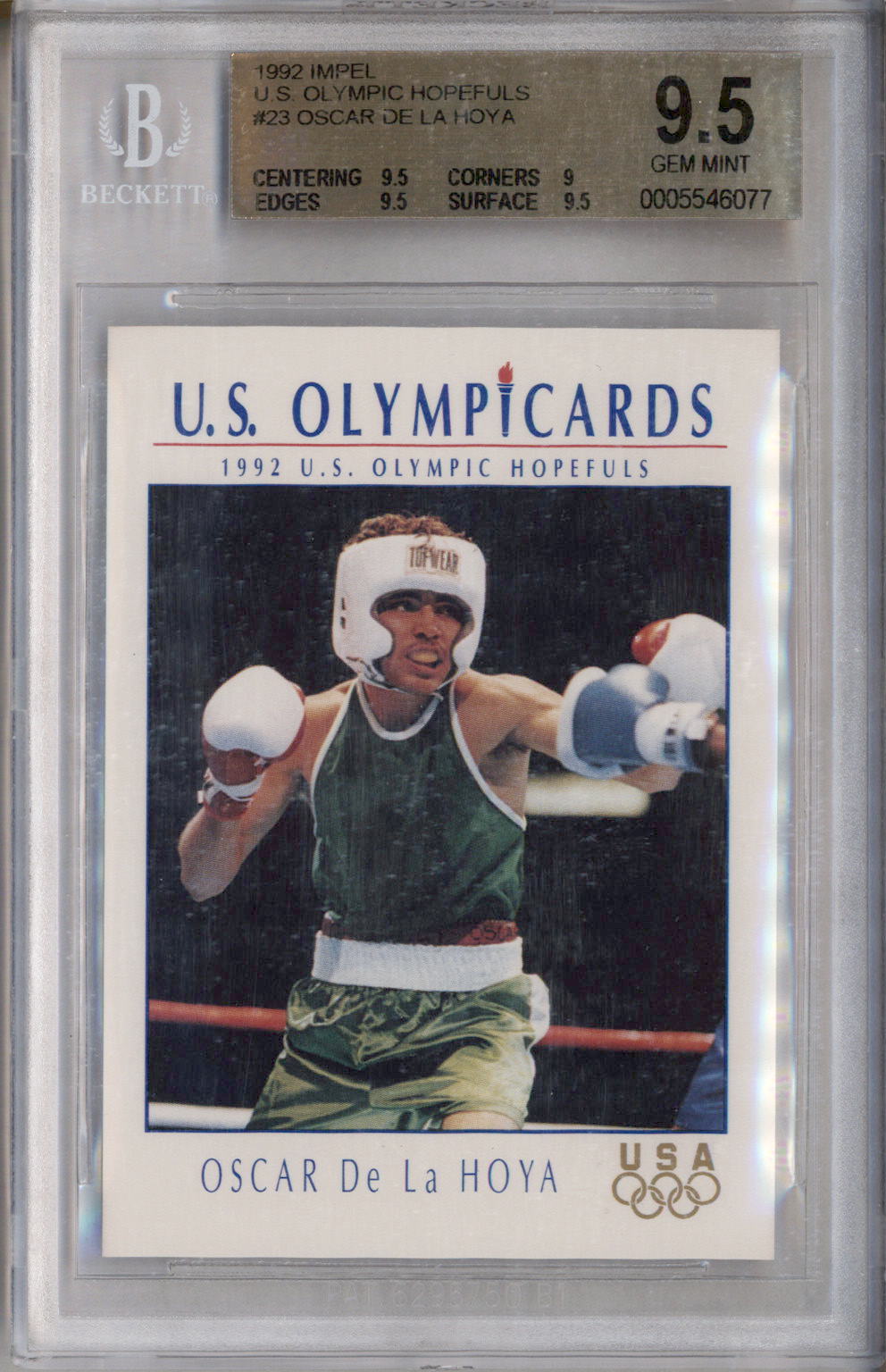 1992 Impel US Olympic Hopefuls #23 Oscar De La Hoya BGS 9.5