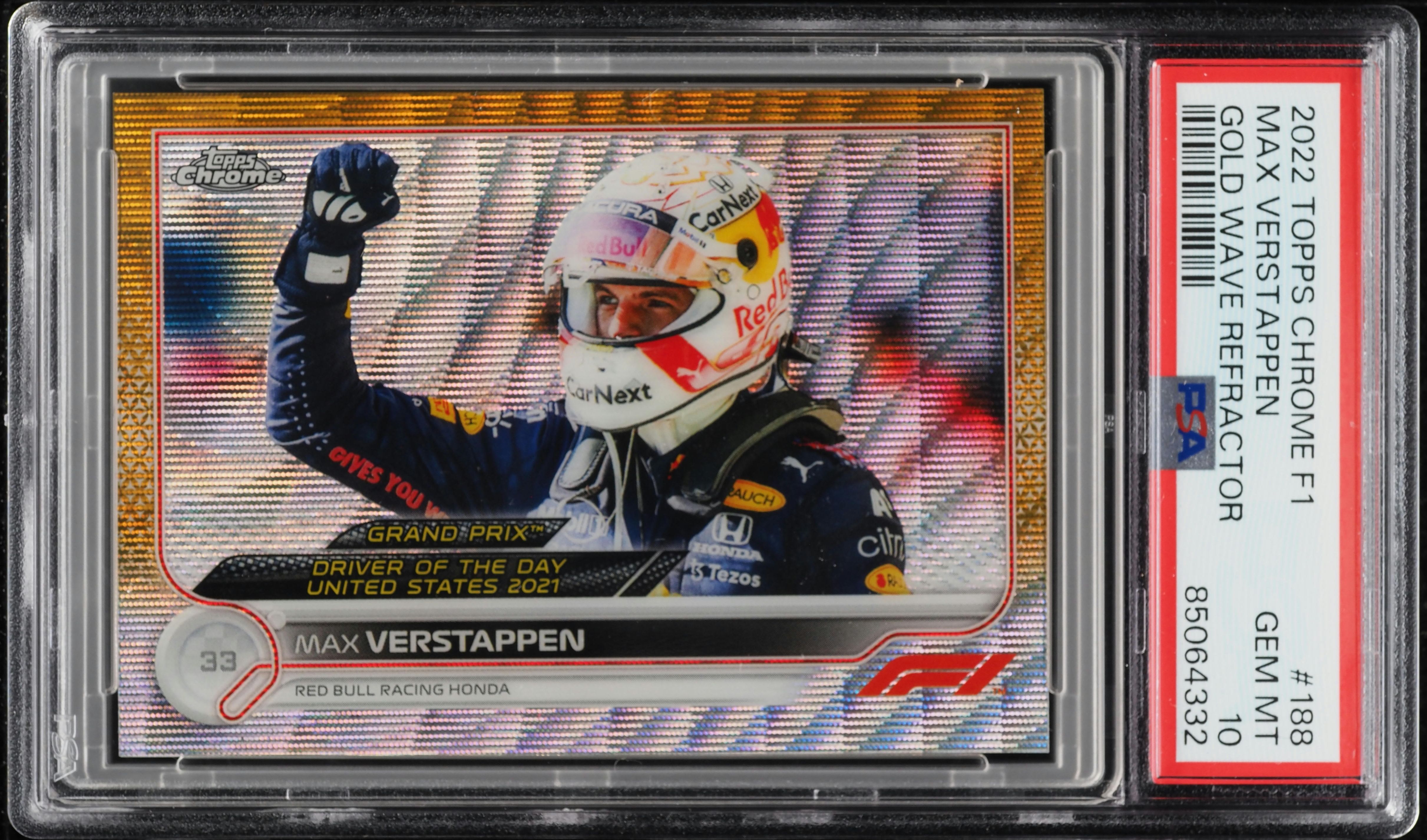 Max Verstappen 2022 Topps Chrome Formula 1 #1 Gold Wave Refractor /50 ...