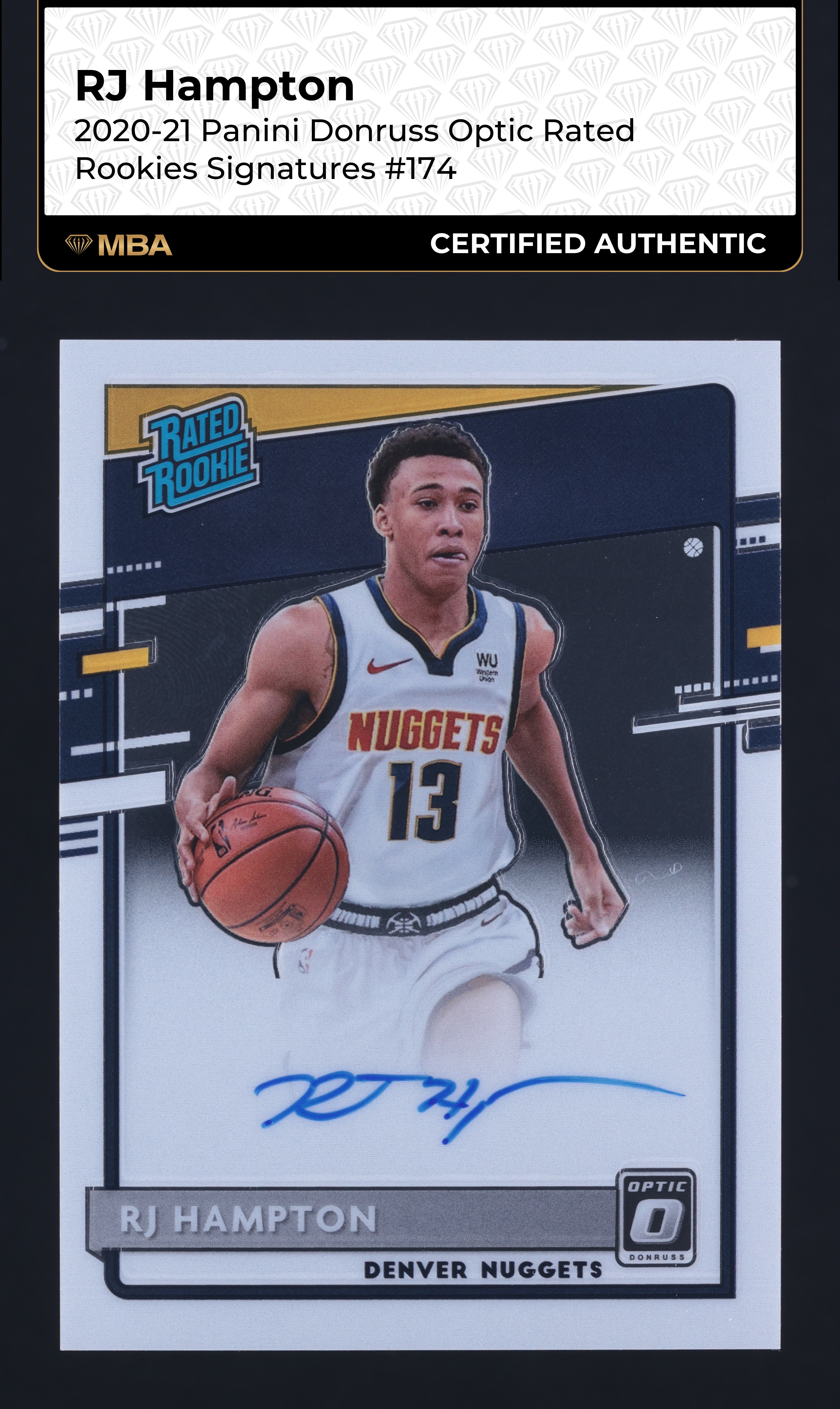 2020 Donruss Optic RJ Hampton ROOKIE AUTO #174 MBA AUTH