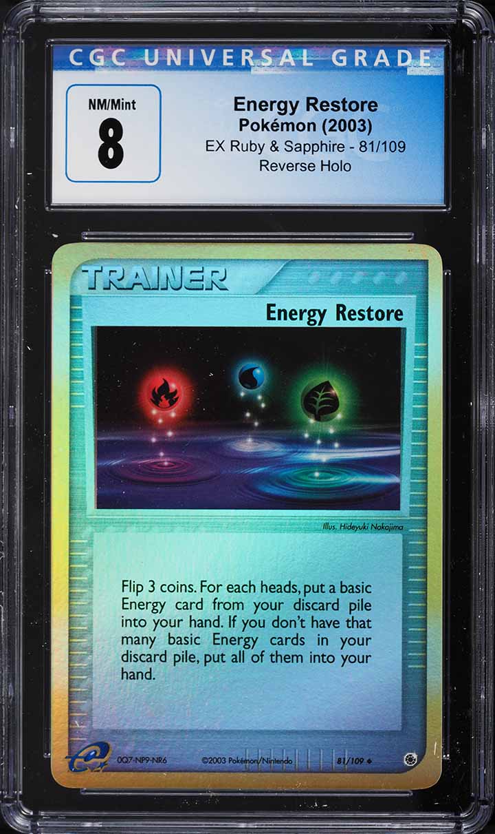 2003 Pokemon EX Ruby & Sapphire Reverse Holo Energy Restore #81 CGC 8 NM-MT