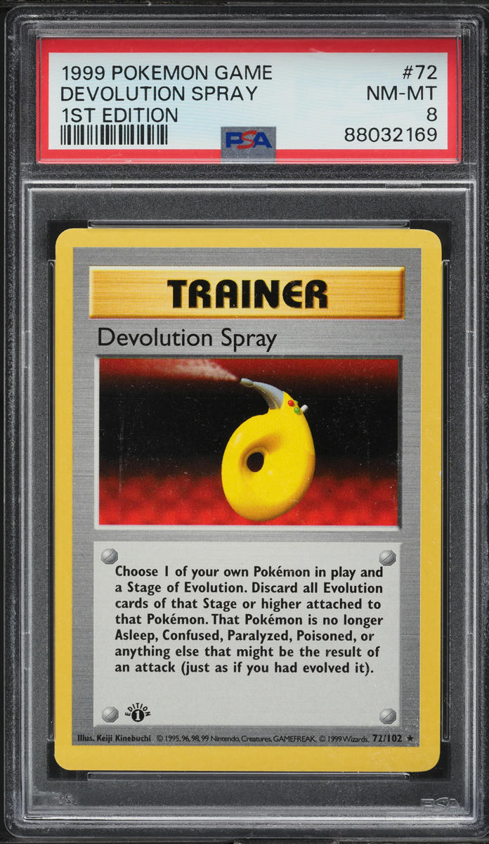 1999 Pokemon Base Set Shadowless 1st Edition Devolution Spray #72 PSA 8 NM-MT