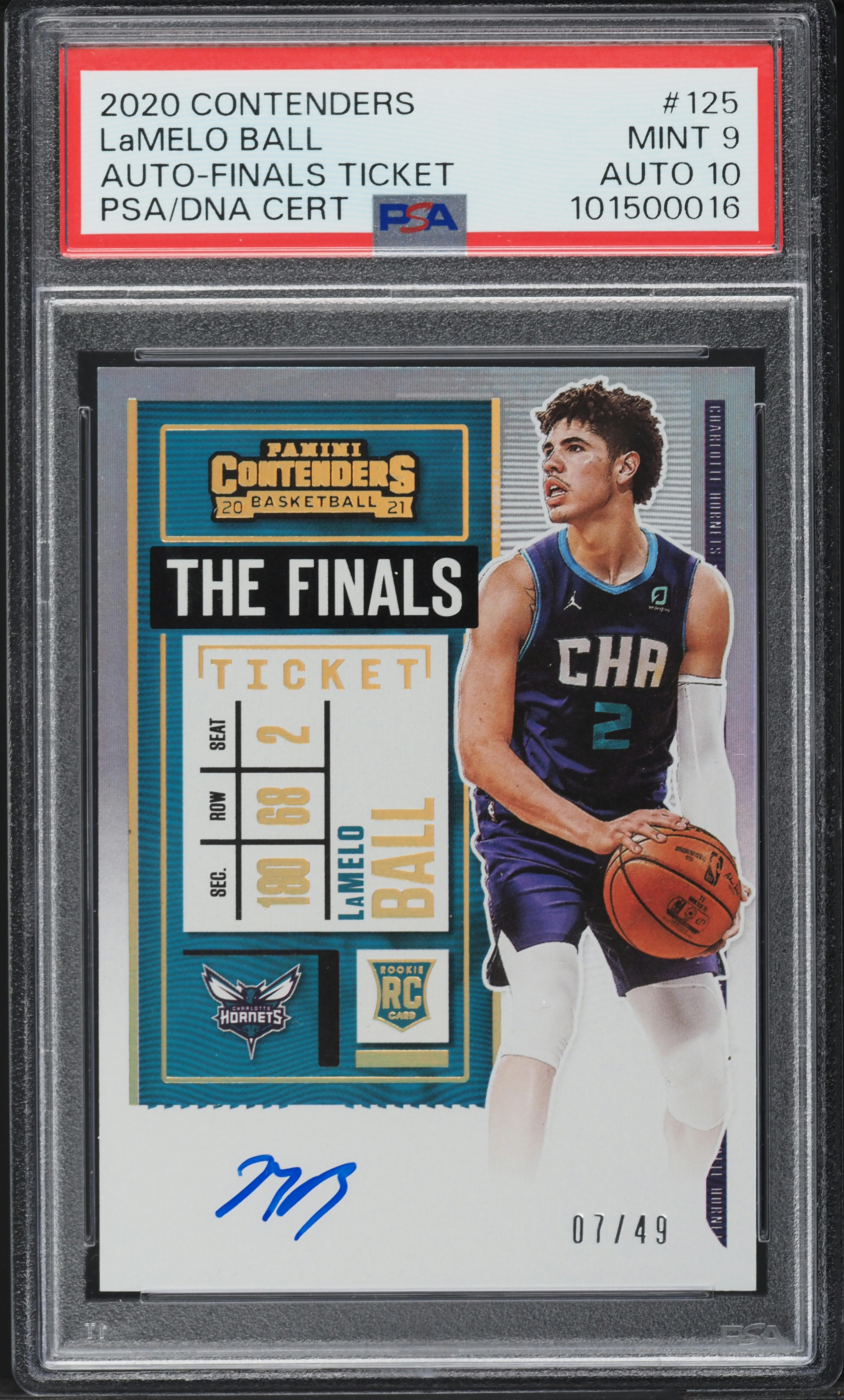 2020 Panini Contenders Finals LaMelo Ball ROOKIE AUTO DNA 10 /49 #125 PSA 9 MINT