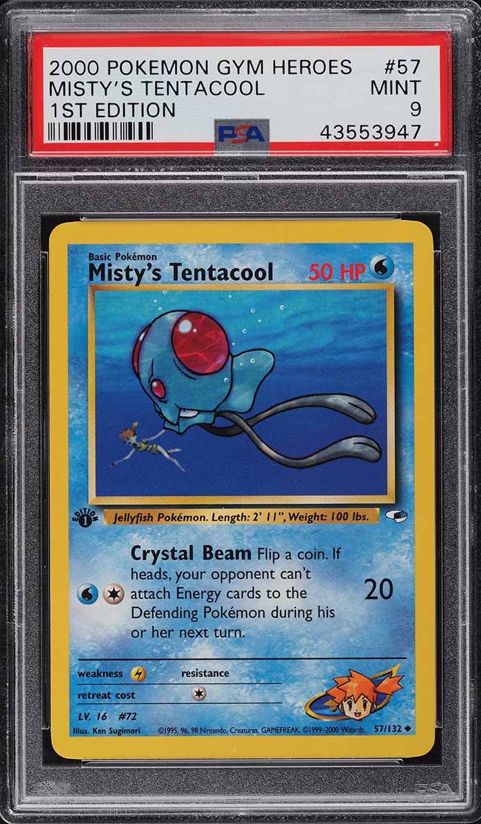2000 Pokemon Gym Heroes 1st Edition Misty's Tentacool #57 PSA 9 MINT
