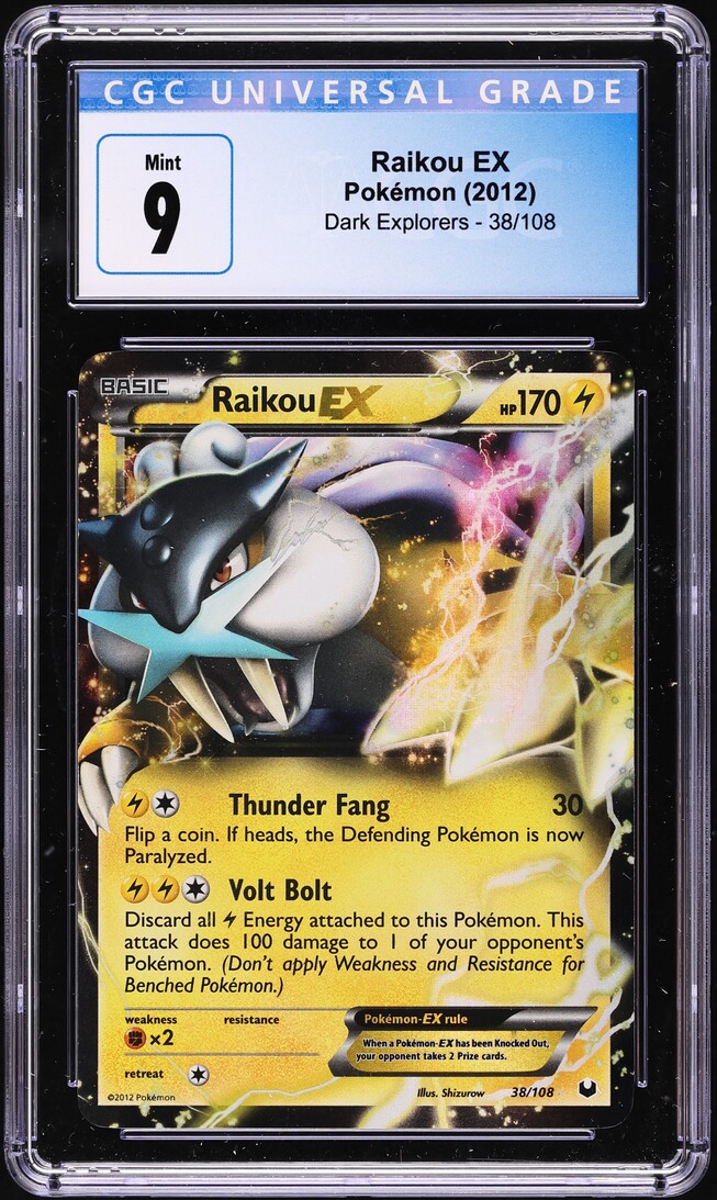 2012 Pokemon Black & White Dark Explorers Holo Raikou EX #38 CGC 9 MINT