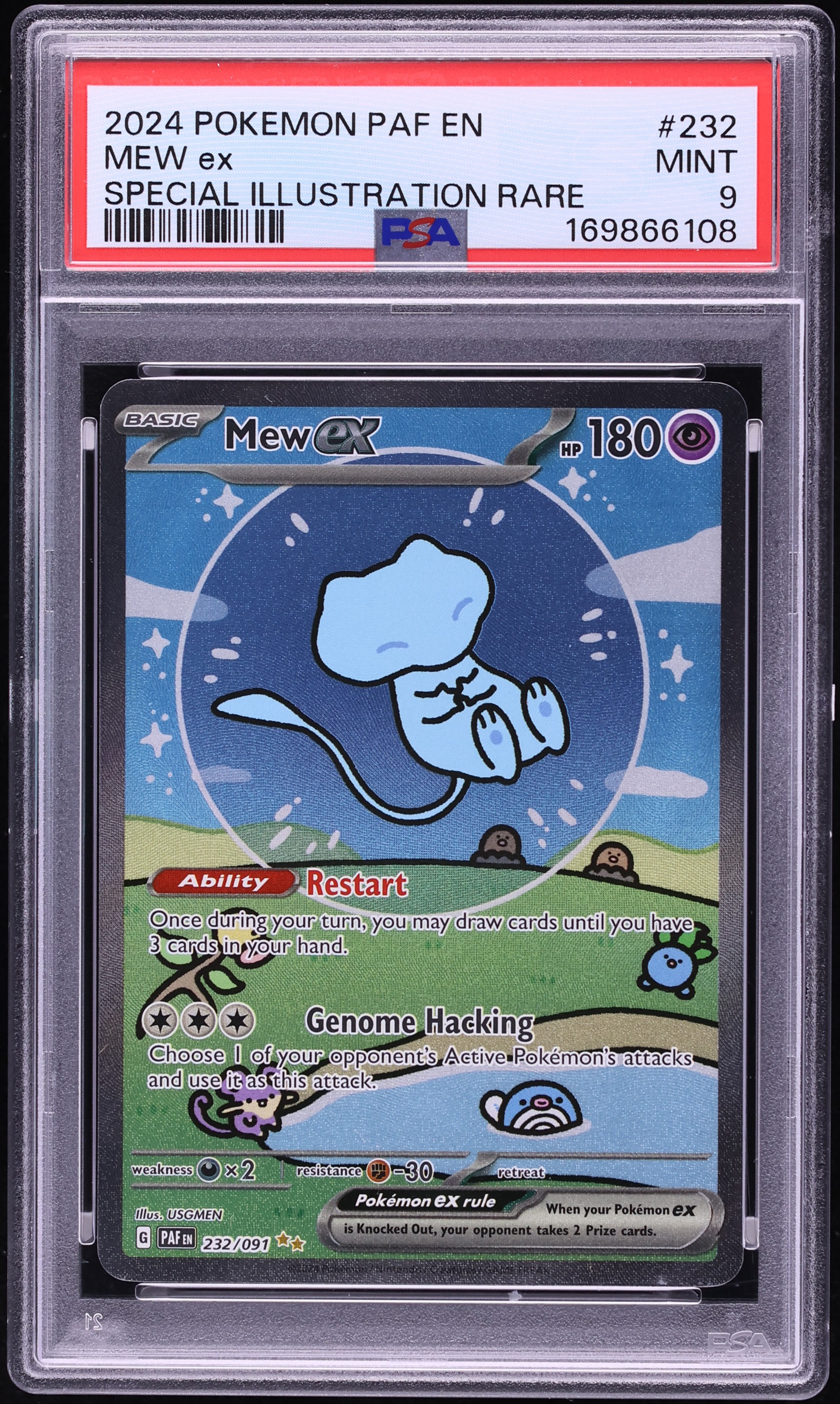 2024 Pokemon Scarlet & Violet Paldean Fates SIR Shiny Mew ex #232 PSA 9 MINT