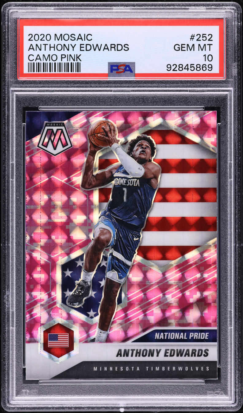 2020 Panini Mosaic Camo Pink Anthony Edwards ROOKIE #252 PSA 10 GEM MINT