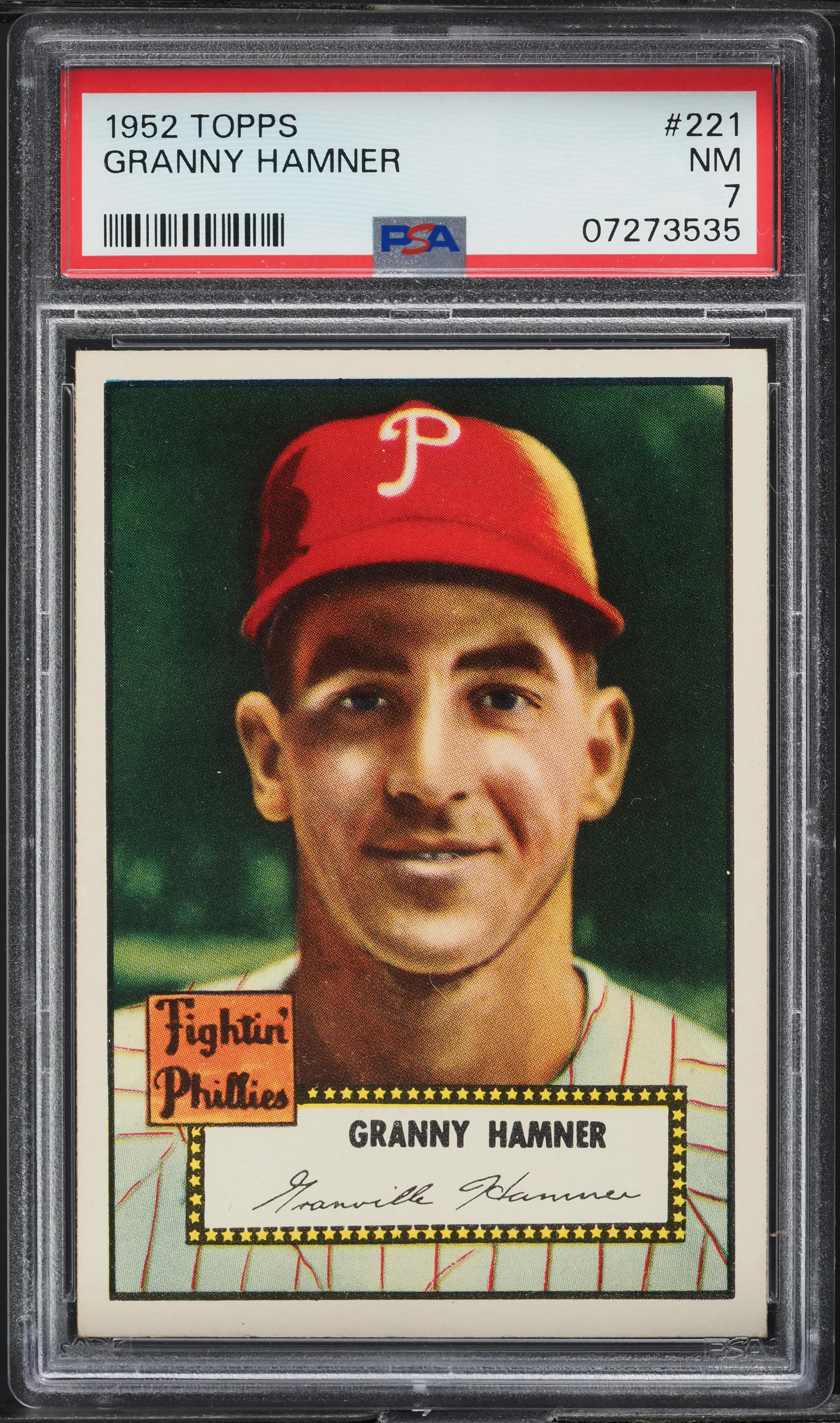 1952 Topps Granny Hamner #221 PSA 7 NRMT