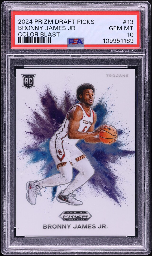 2024 Panini Prizm Draft Picks Color Blast Bronny James Jr. ROOKIE #13 PSA 10 GEM MINT